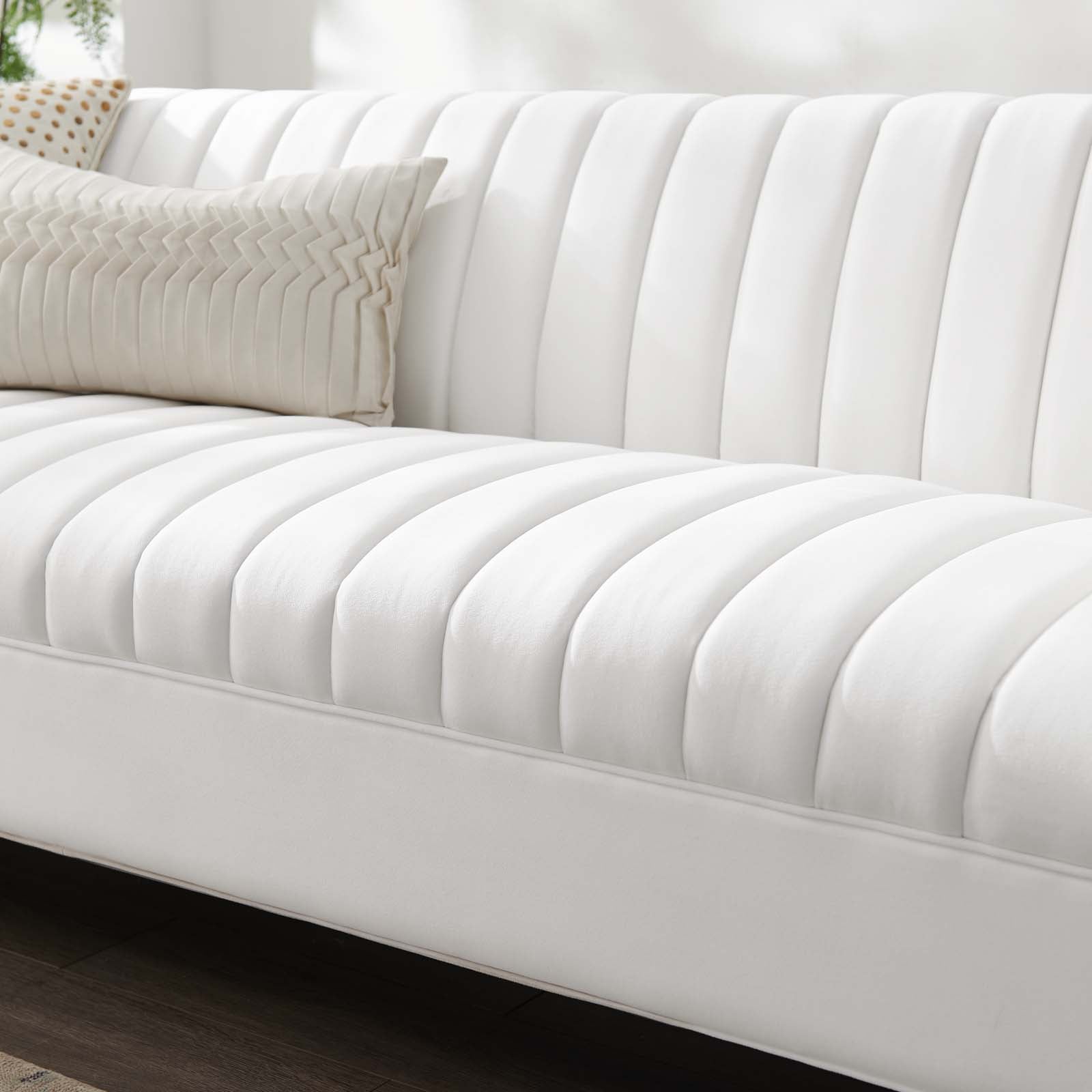 Modway Sofas & Couches - Shift Channel Tufted Performance Velvet Sofa White