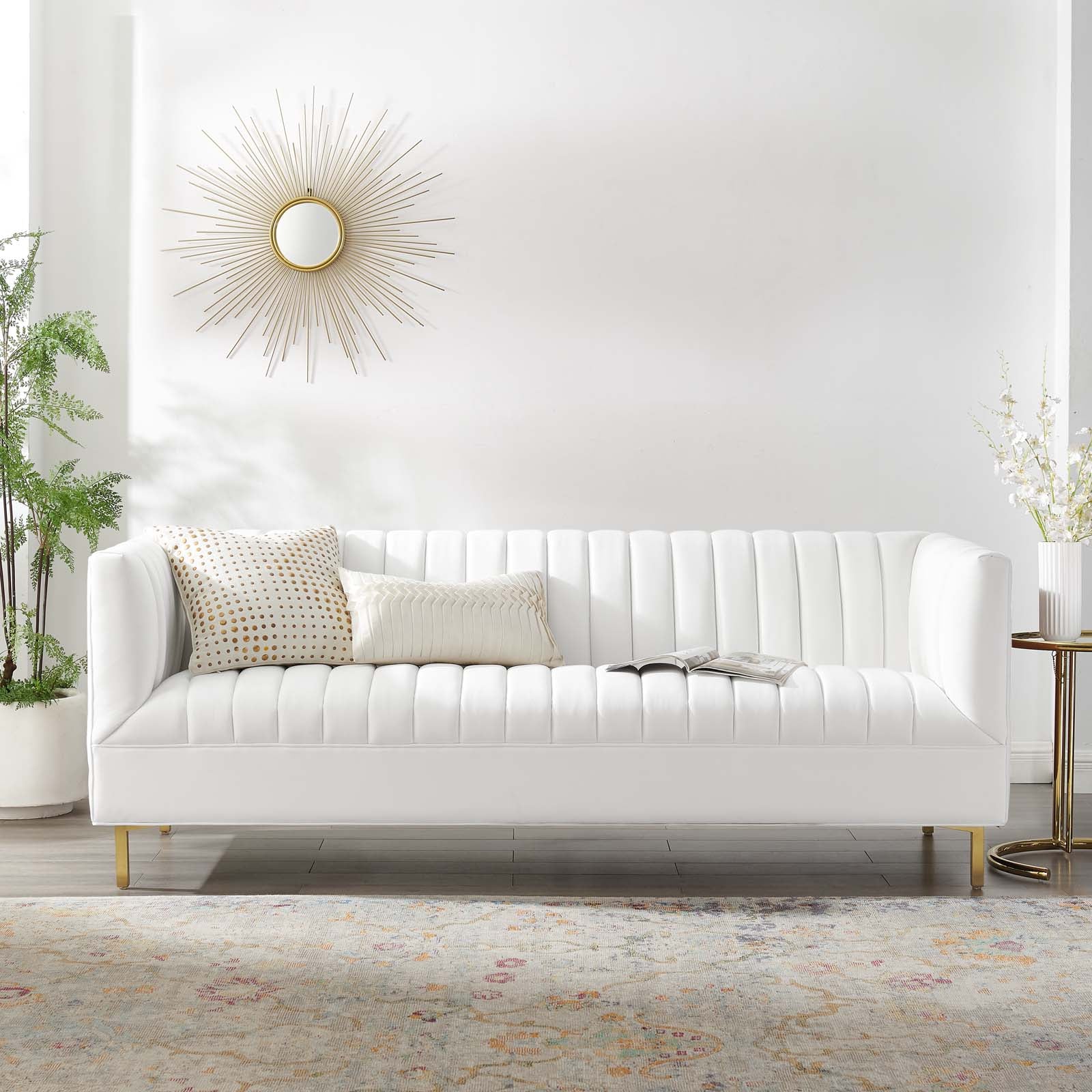 Modway Sofas & Couches - Shift Channel Tufted Performance Velvet Sofa White