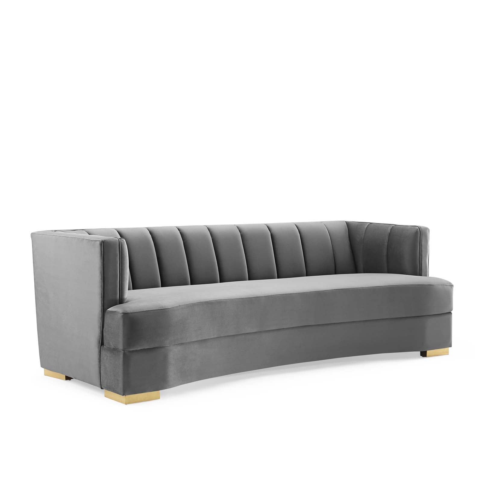 Modway Sofas & Couches - Encompass Channel Tufted Performance Velvet Curved Sofa Gray