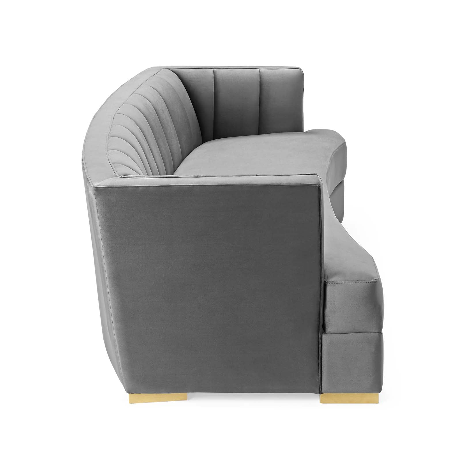 Modway Sofas & Couches - Encompass Channel Tufted Performance Velvet Curved Sofa Gray