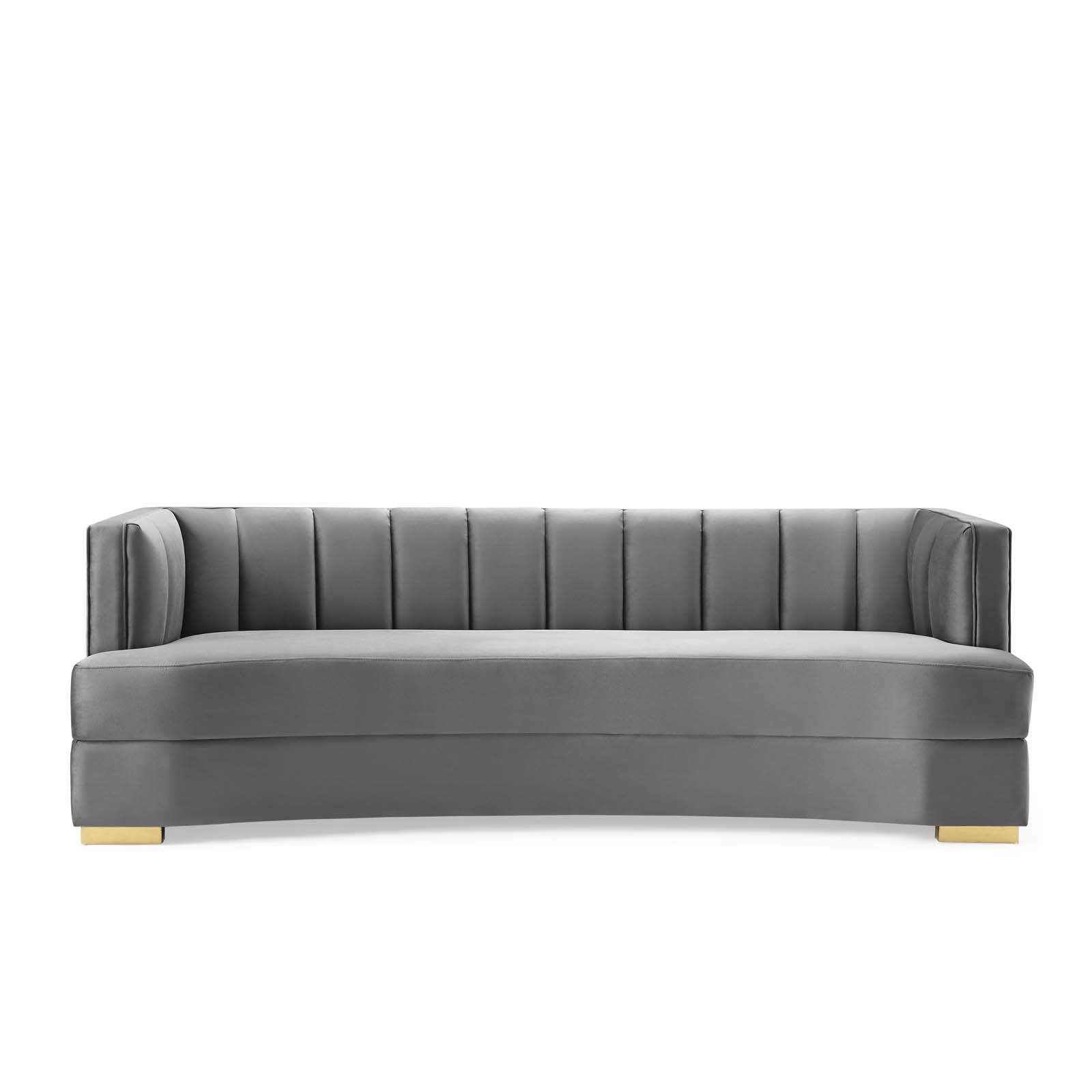 Modway Sofas & Couches - Encompass Channel Tufted Performance Velvet Curved Sofa Gray