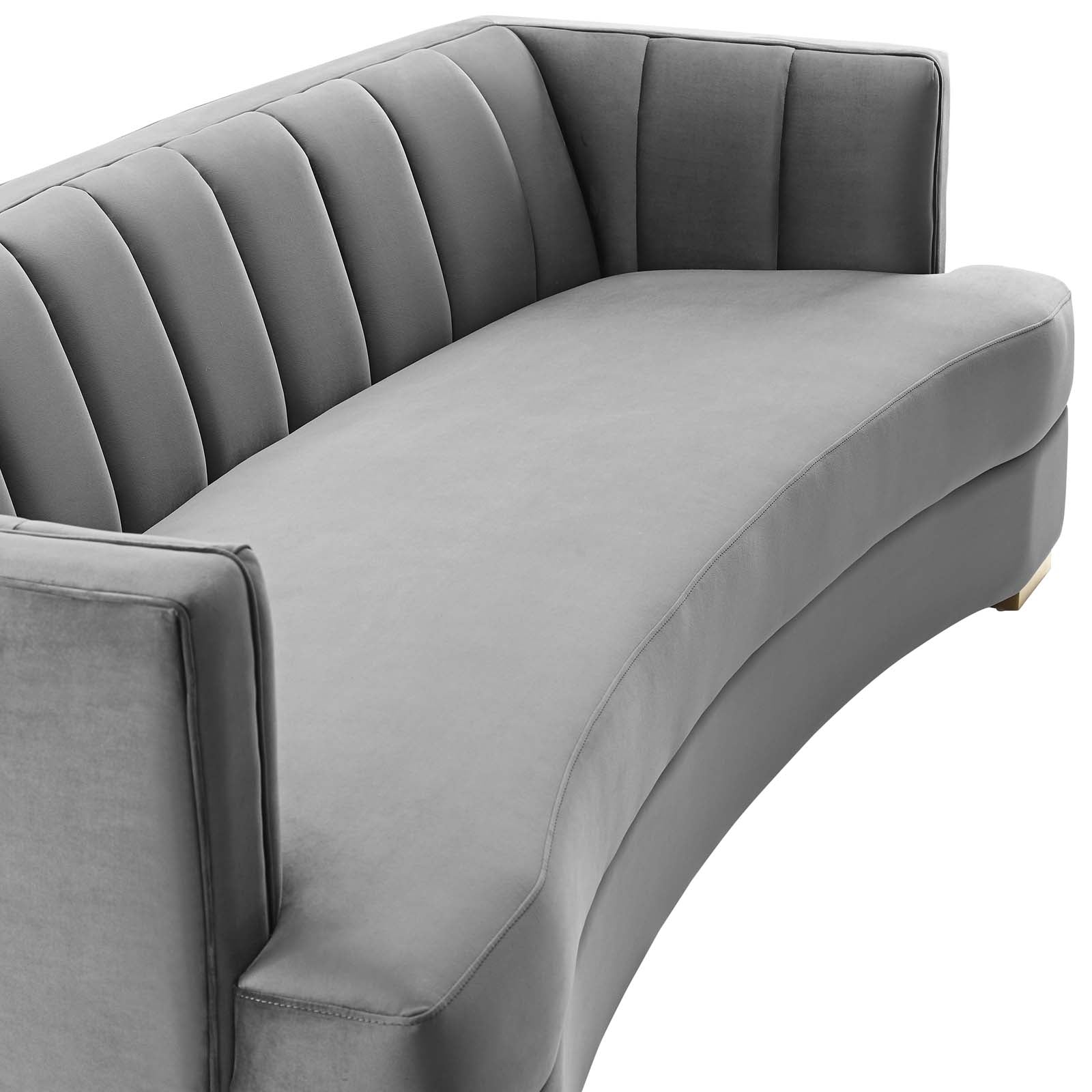 Modway Sofas & Couches - Encompass Channel Tufted Performance Velvet Curved Sofa Gray