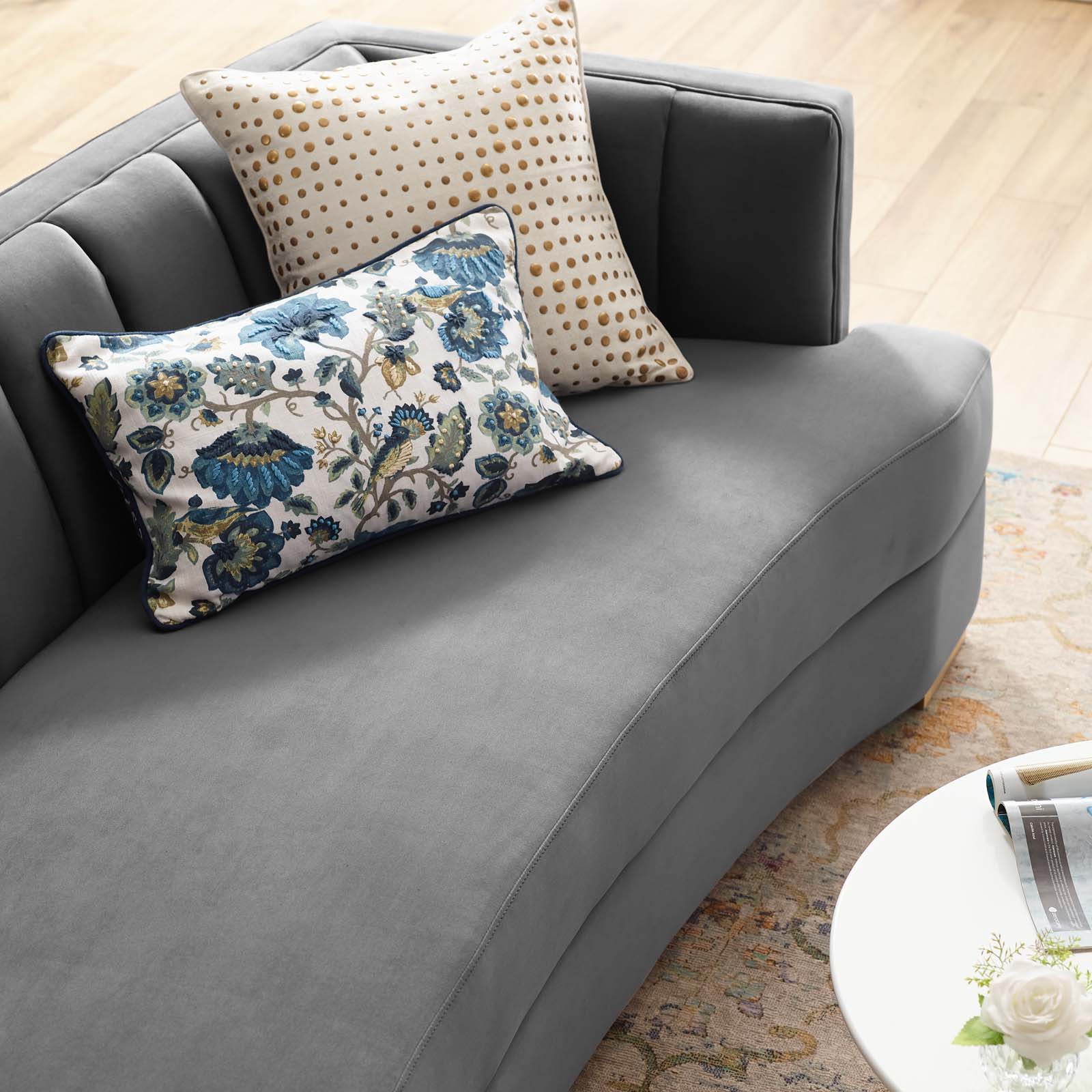 Modway Sofas & Couches - Encompass Channel Tufted Performance Velvet Curved Sofa Gray