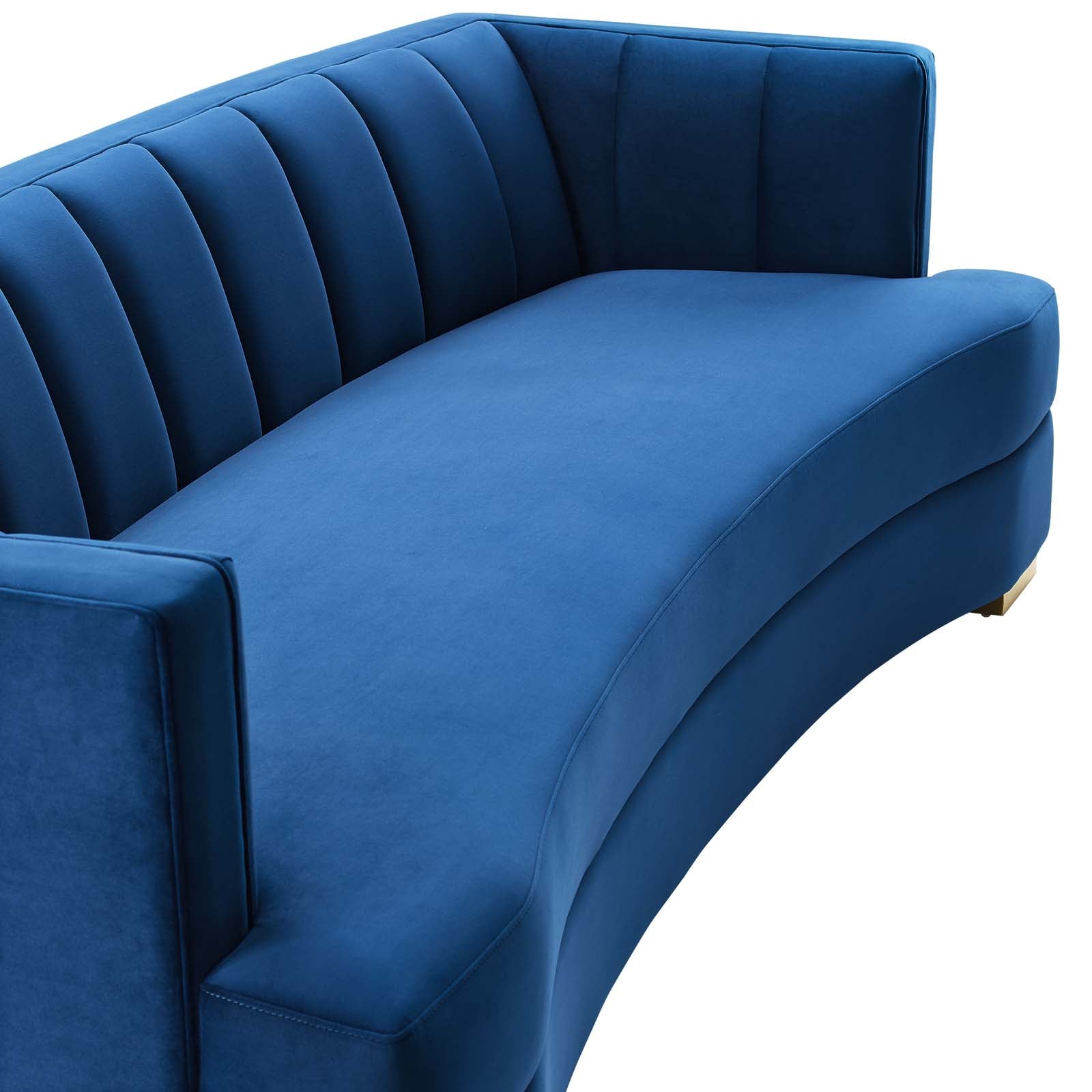 Modway Sofas & Couches - Encompass Channel Tufted Performance Velvet Curved Sofa Navy