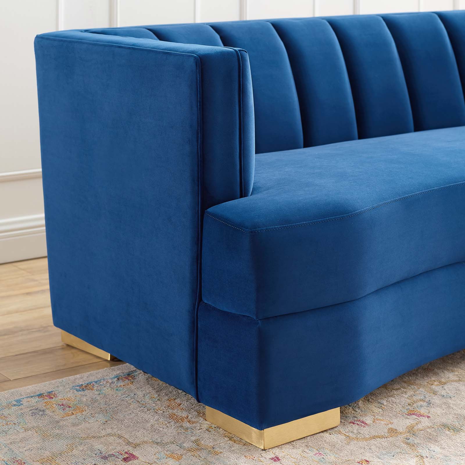 Modway Sofas & Couches - Encompass Channel Tufted Performance Velvet Curved Sofa Navy