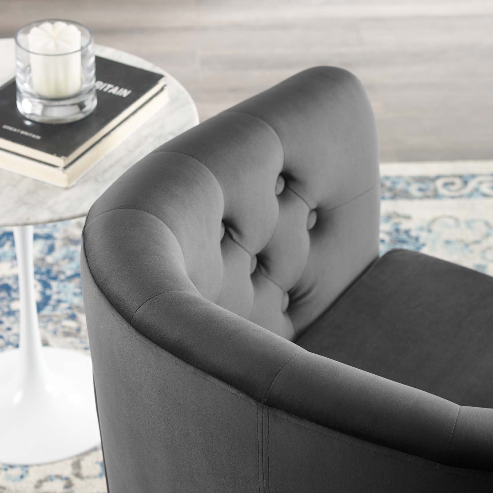 Modway Accent Chairs - Prospect Tufted Performance Velvet Swivel Armchair Charcoal