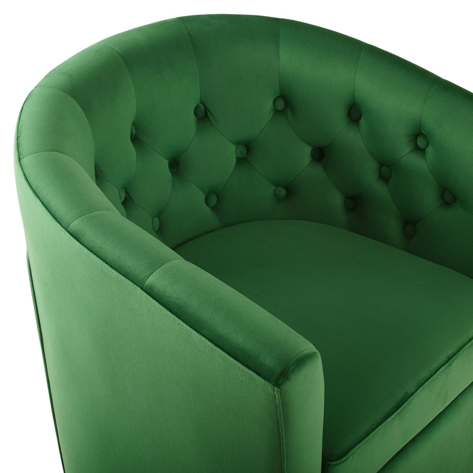 Modway Chairs - Prospect Tufted Performance Velvet Swivel Armchair Emerald