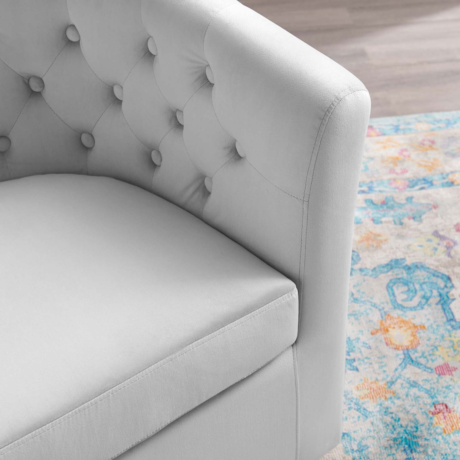 Modway Accent Chairs - Prospect Tufted Performance Velvet Swivel Armchair Light Gray
