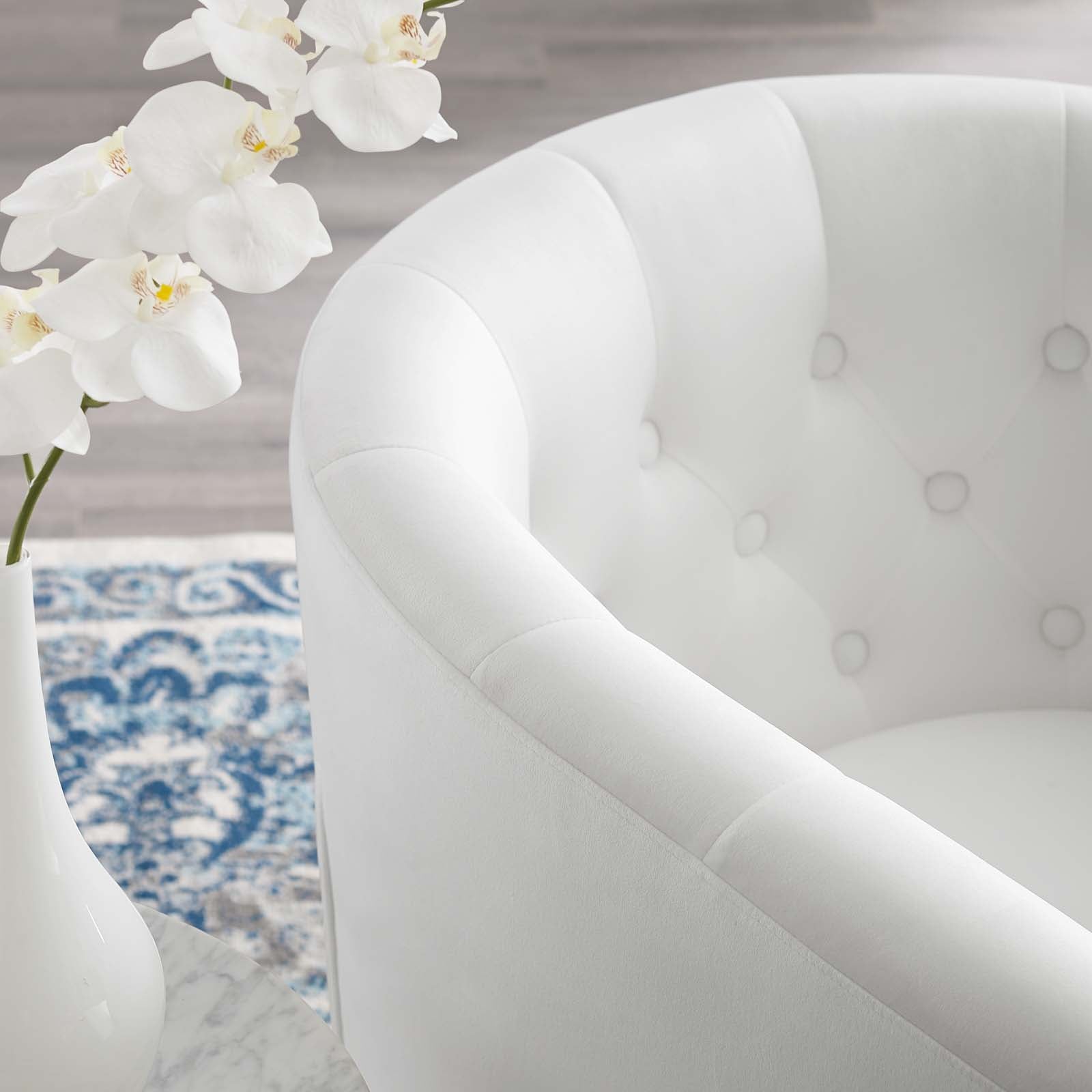 Modway Accent Chairs - Prospect Tufted Performance Velvet Swivel Armchair White