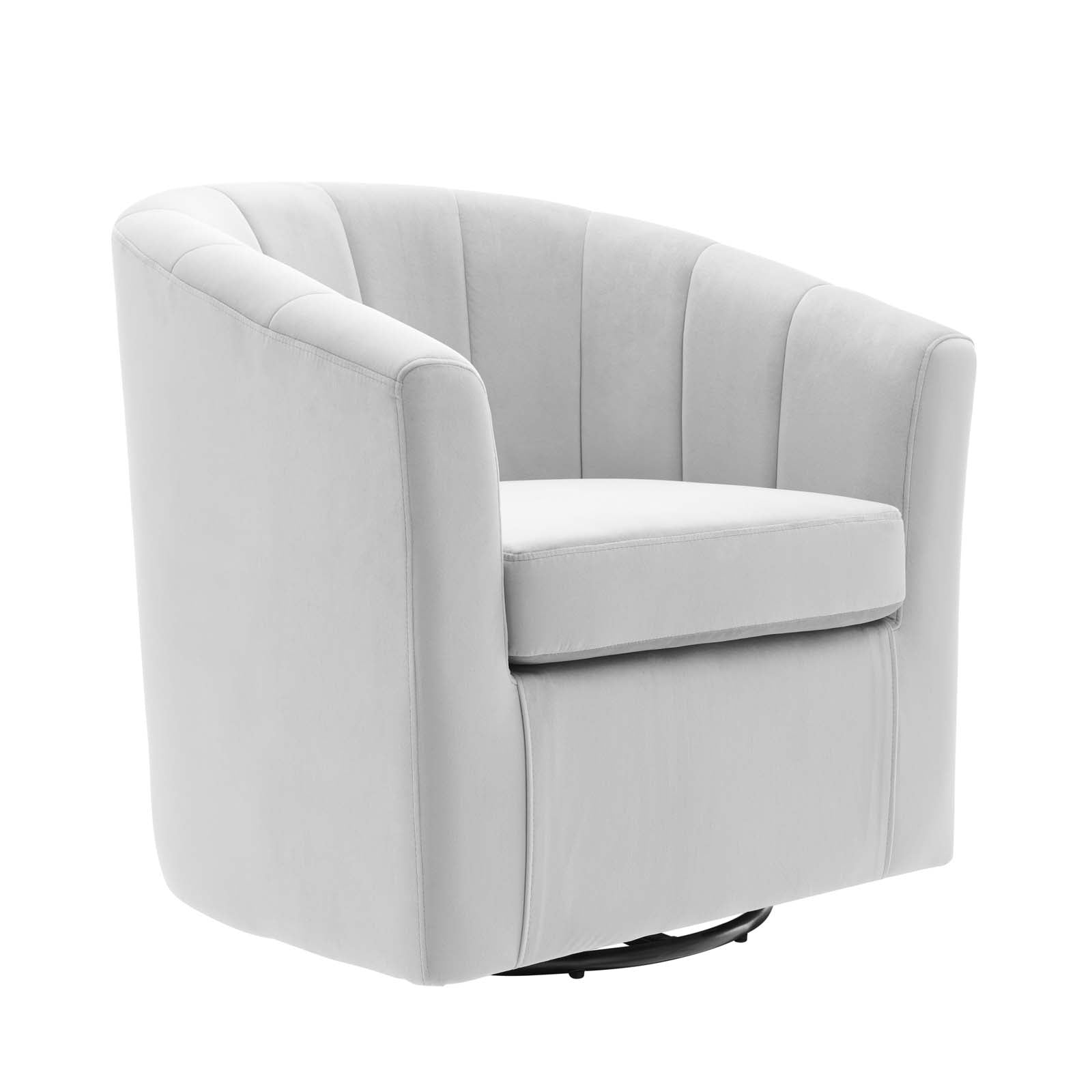 Modway Accent Chairs - Prospect Performance Velvet Swivel Armchair Light Gray