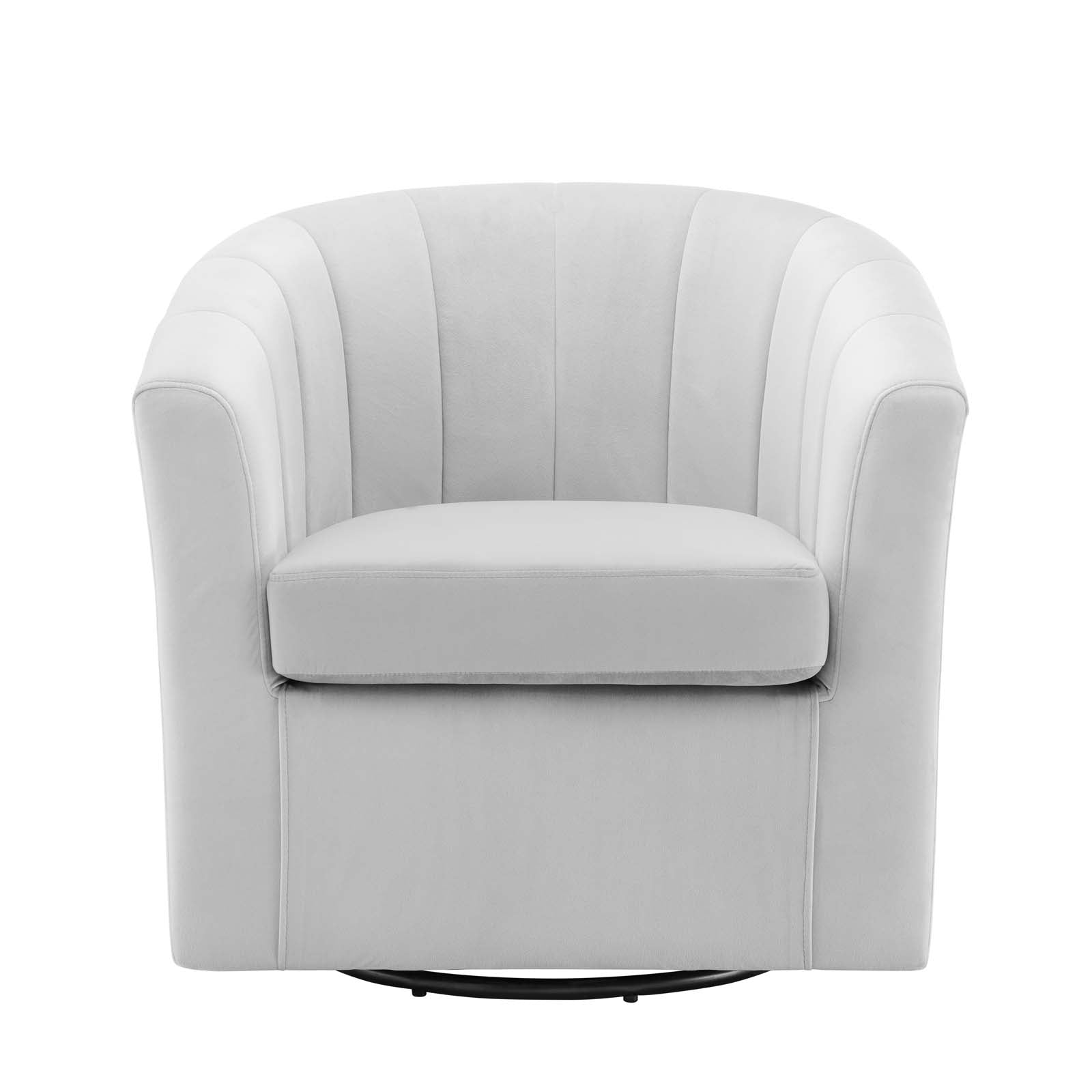 Modway Accent Chairs - Prospect Performance Velvet Swivel Armchair Light Gray