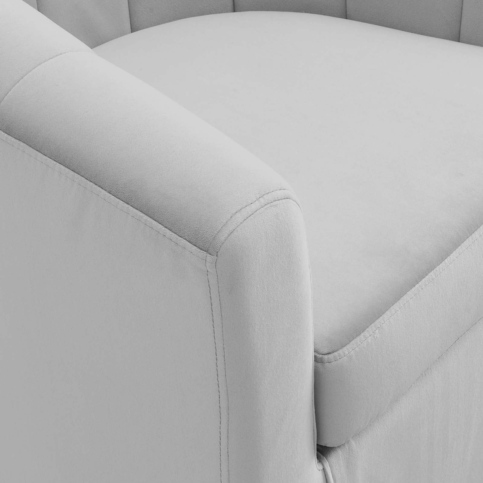 Modway Accent Chairs - Prospect Performance Velvet Swivel Armchair Light Gray