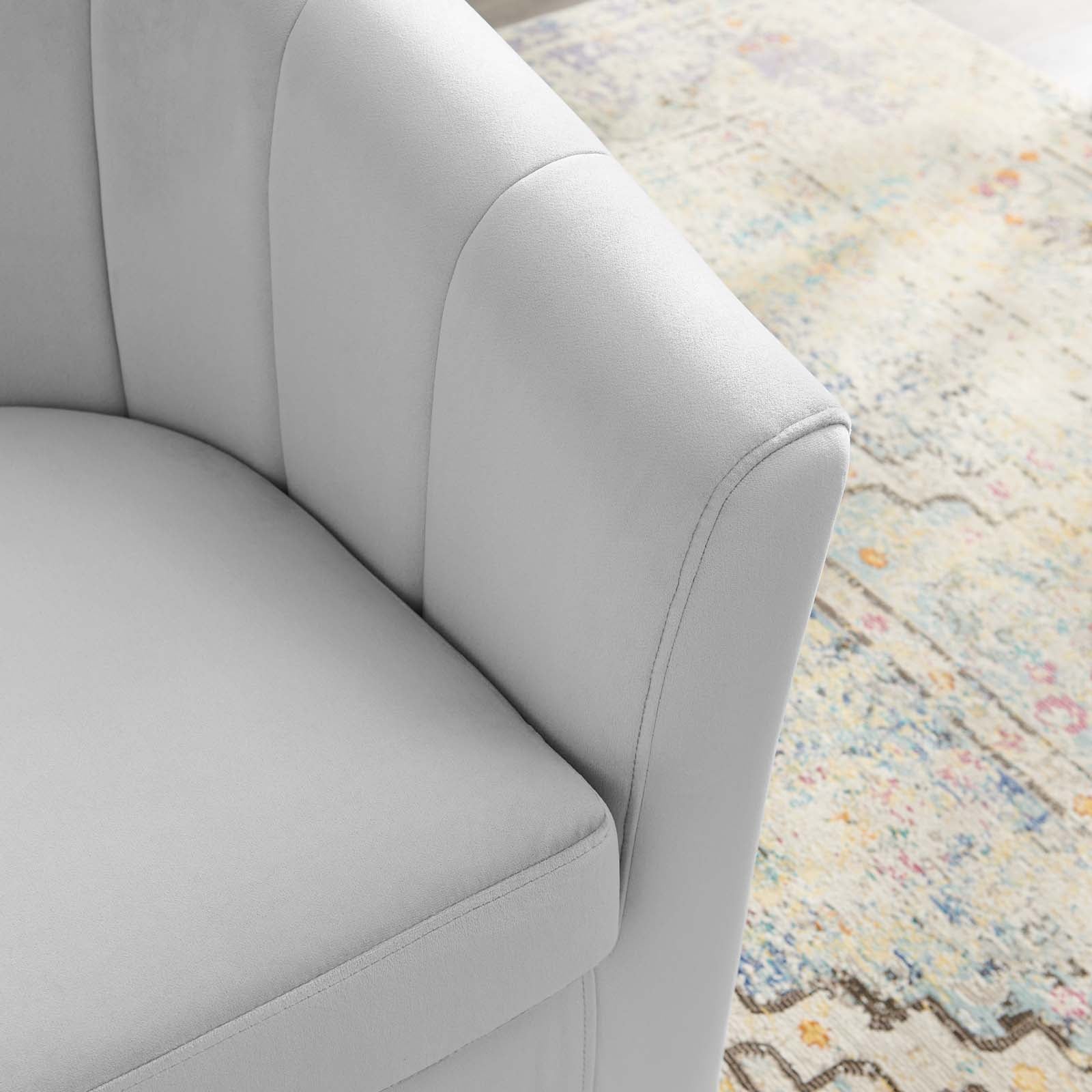 Modway Accent Chairs - Prospect Performance Velvet Swivel Armchair Light Gray