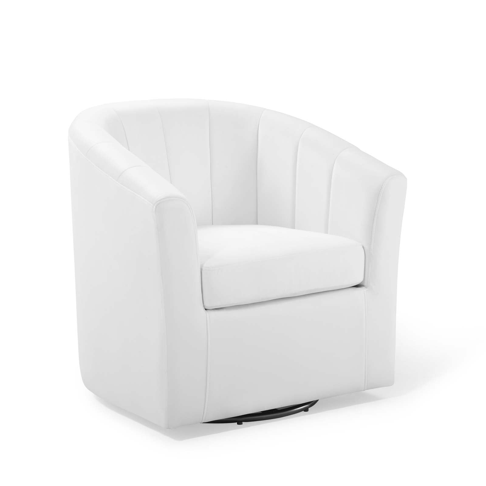 Modway Accent Chairs - Prospect Performance Velvet Swivel Armchair White