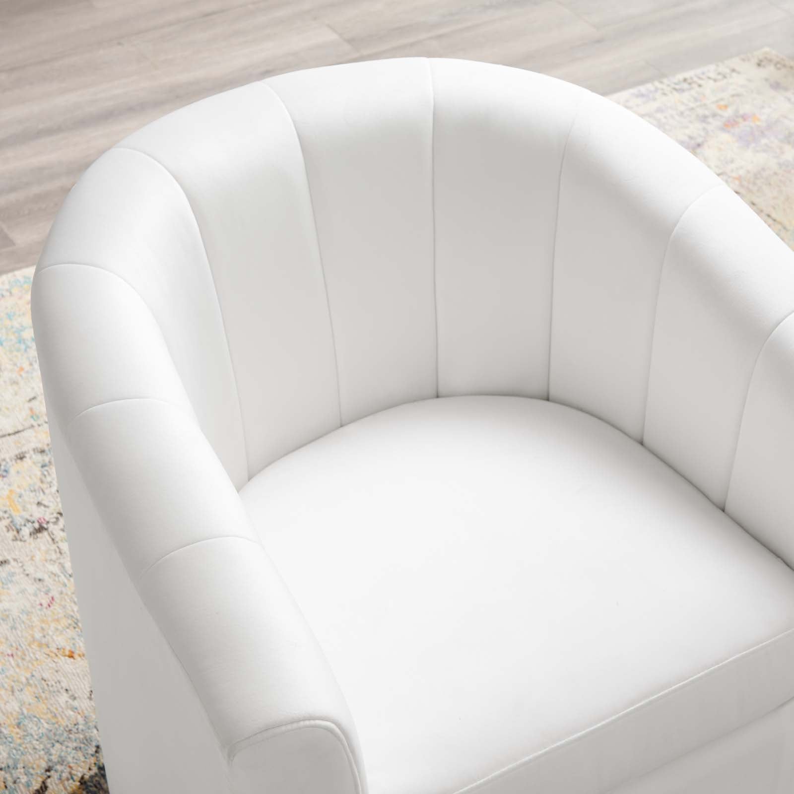 Modway Accent Chairs - Prospect Performance Velvet Swivel Armchair White