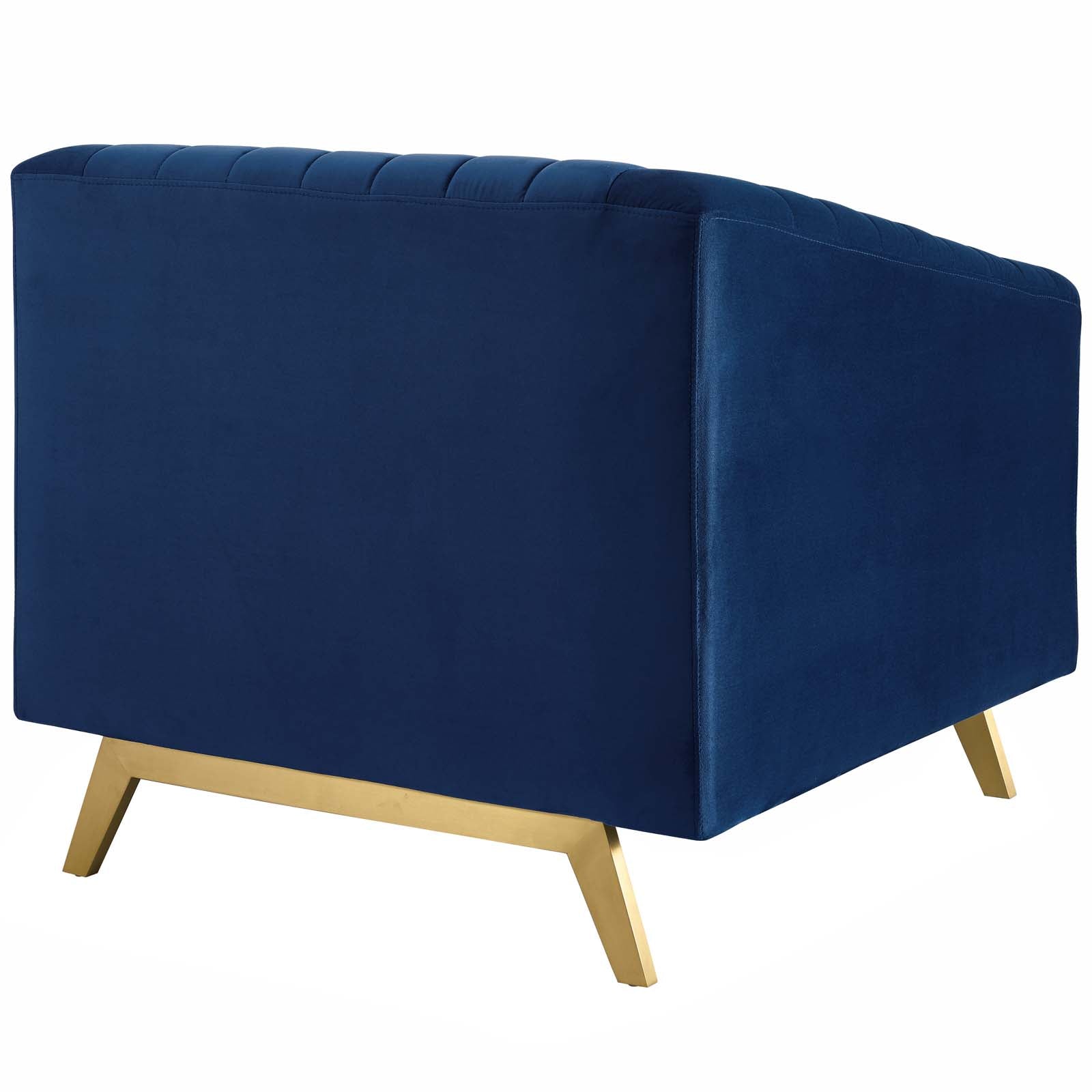 Modway Living Room Sets - Valiant Vertical Velvet Sofa and Armchair Set Navy