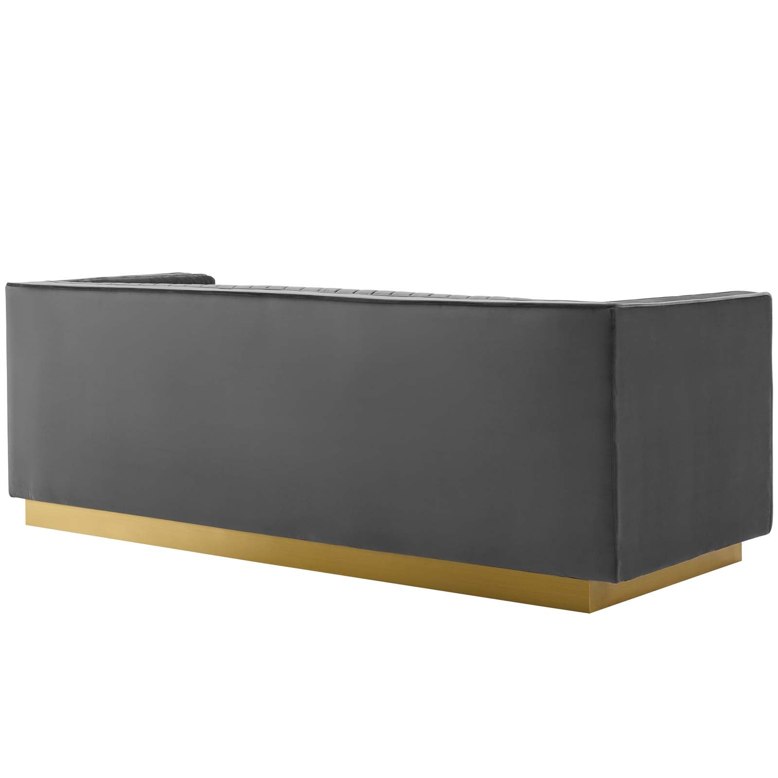 Modway Sofas & Couches - Sanguine Vertical Channel Tufted Upholstered Performance Velvet Sofa and Armchair Set Gray