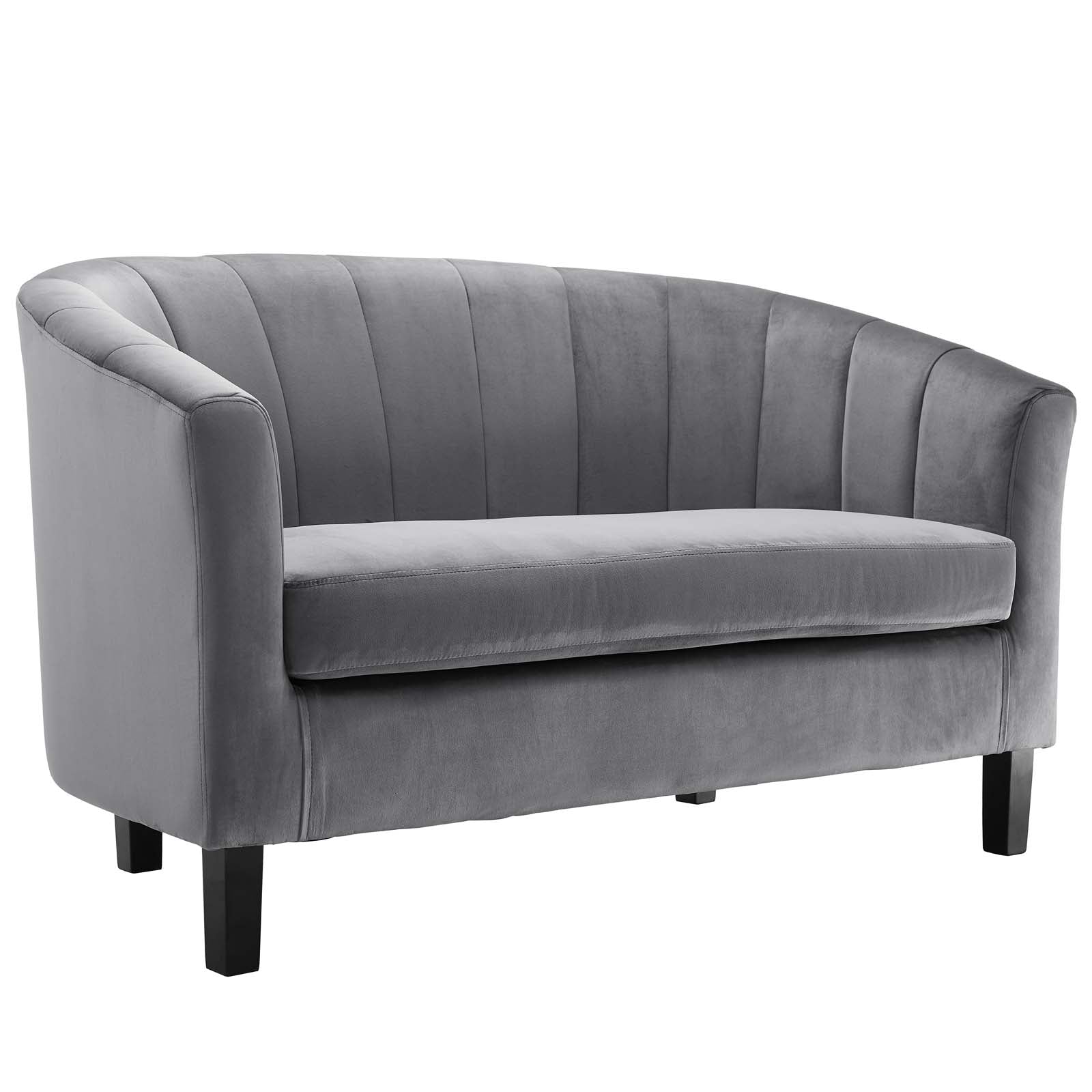 Modway Living Room Sets - Prospect Channel Tufted Performance Velvet Loveseat and Armchair Set Gray
