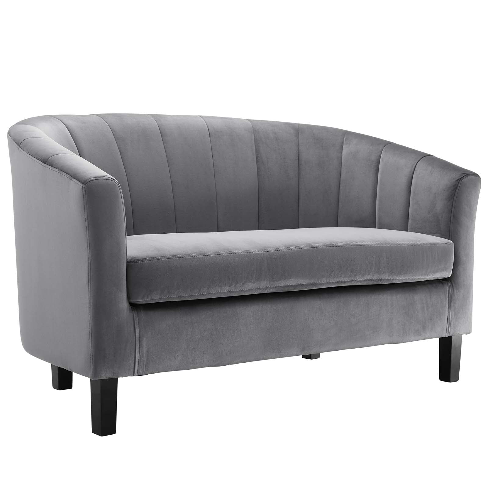 Modway Living Room Sets - Prospect Channel Tufted 3 Piece Performance Velvet Set Gray