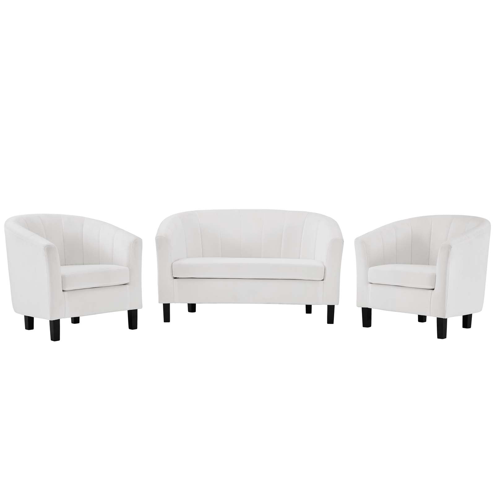 Modway Living Room Sets - Prospect Channel Tufted 3 Piece Performance Velvet Set White