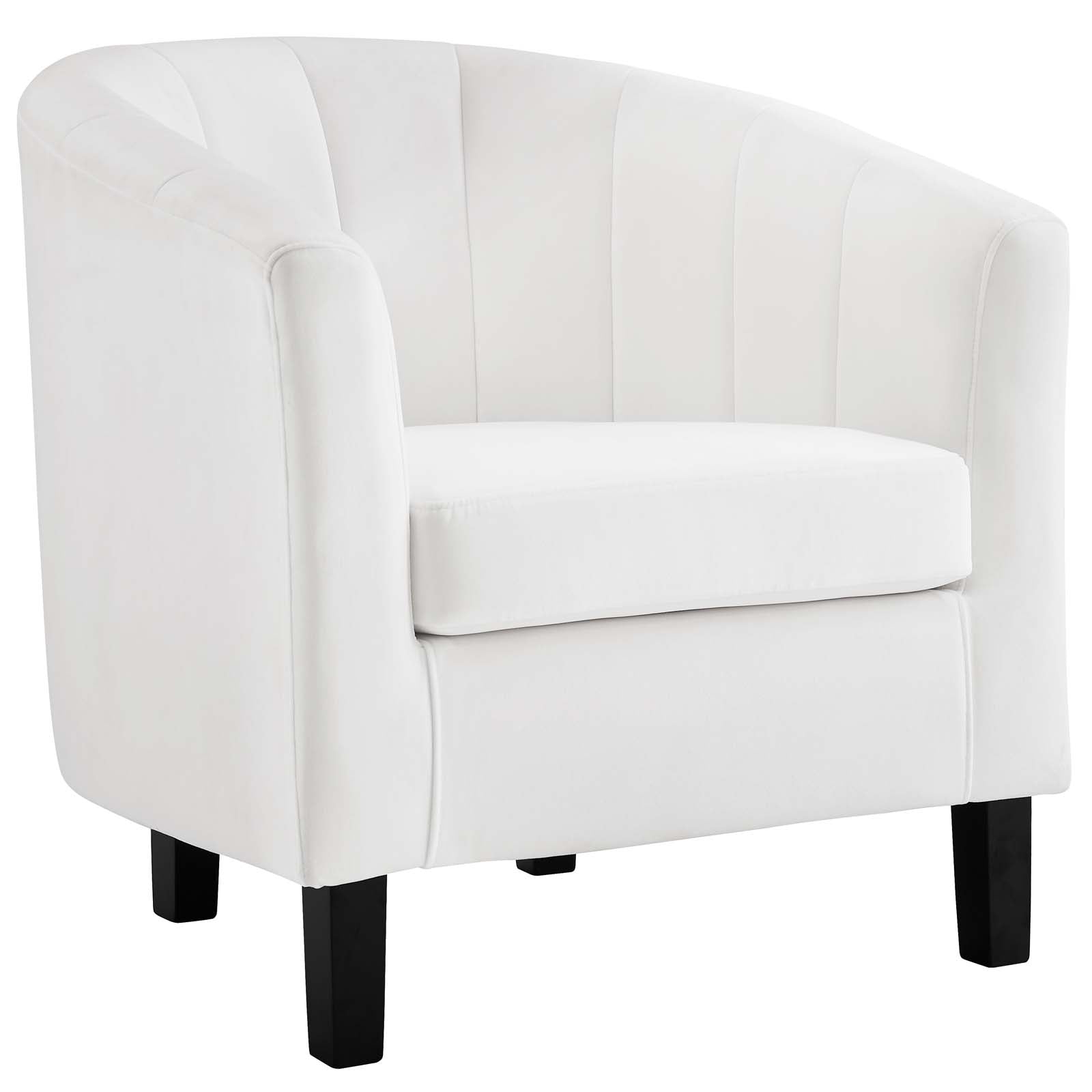 Modway Living Room Sets - Prospect Channel Tufted 3 Piece Performance Velvet Set White