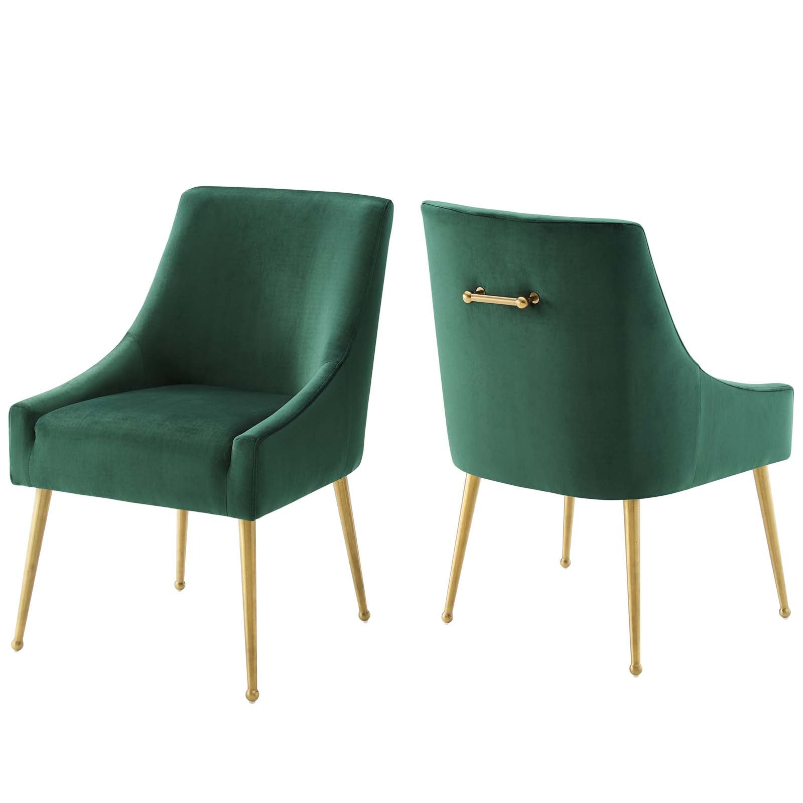 Modway Dining Chairs - Discern Upholstered Performance Velvet Dining Chair Set of 2 Green