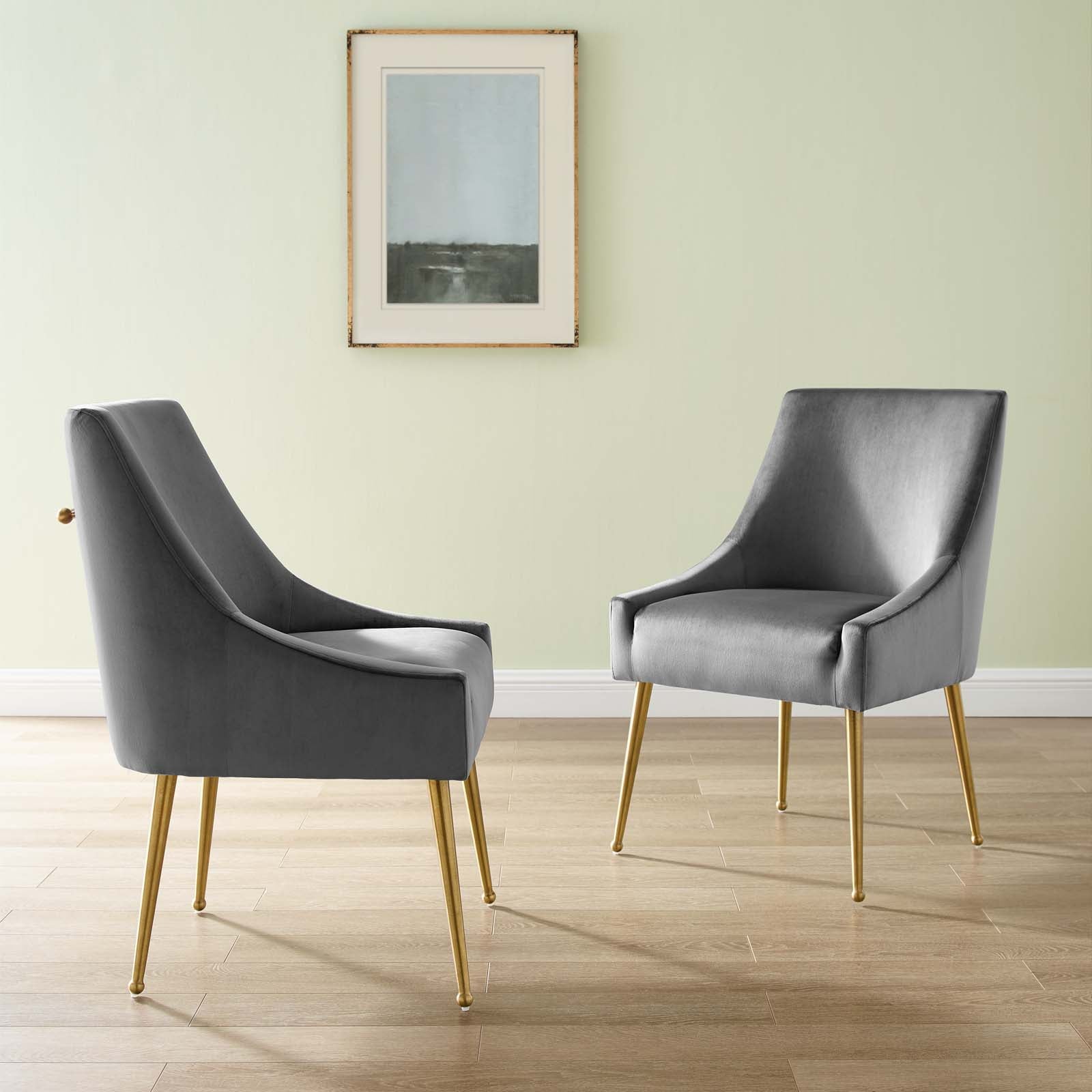 Modway Dining Chairs - Discern Upholstered Performance Velvet Dining Chair ( Set of 2 ) Gray