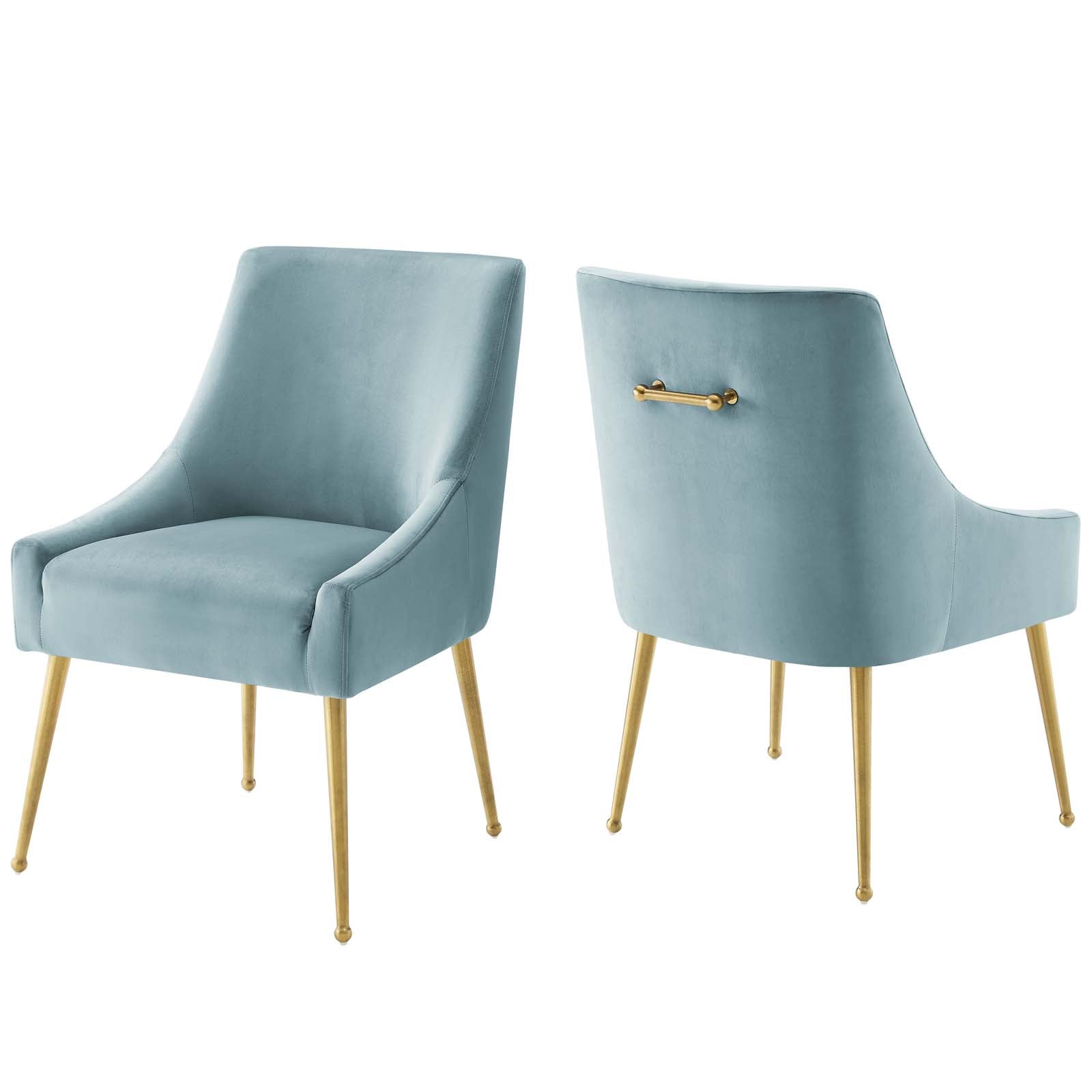 Modway Dining Chairs - Discern Upholstered Performance Velvet Dining Chair Set of 2 Light Blue