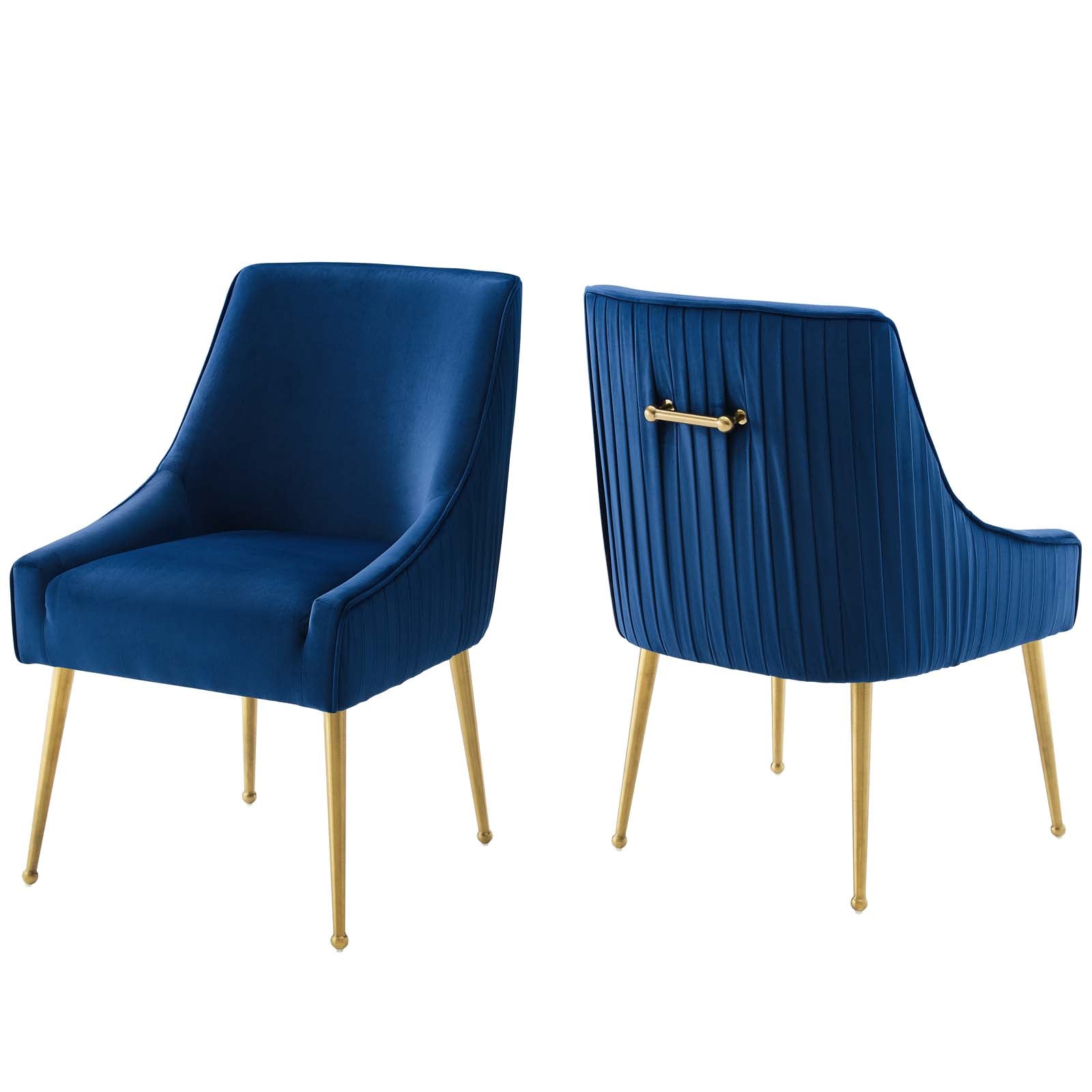 Modway Dining Chairs - Discern Pleated Back Upholstered Performance Velvet Dining Chair ( Set of 2 ) Navy