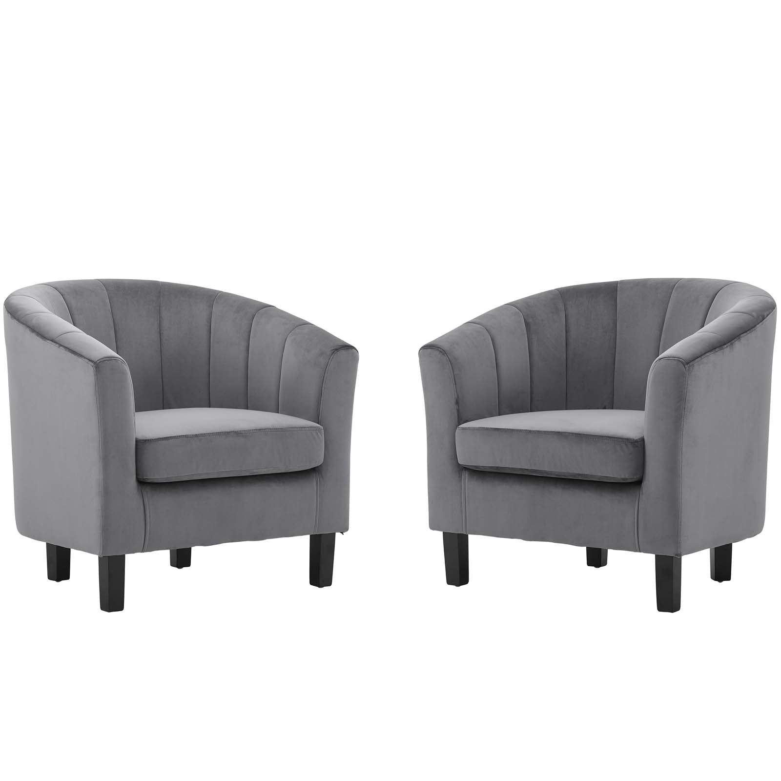 Modway Accent Chairs - Prospect Channel Tufted Performance Velvet Armchair Set of 2 Gray
