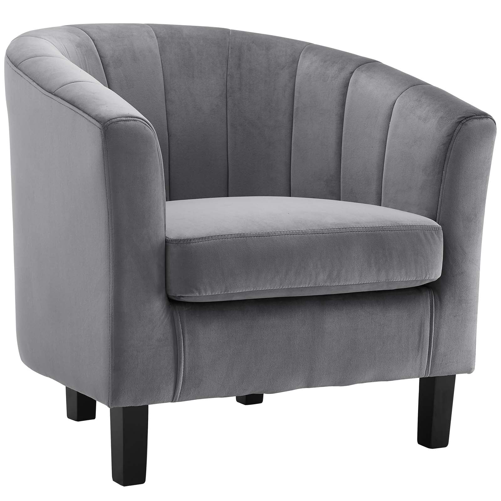 Modway Accent Chairs - Prospect Channel Tufted Performance Velvet Armchair Set of 2 Gray