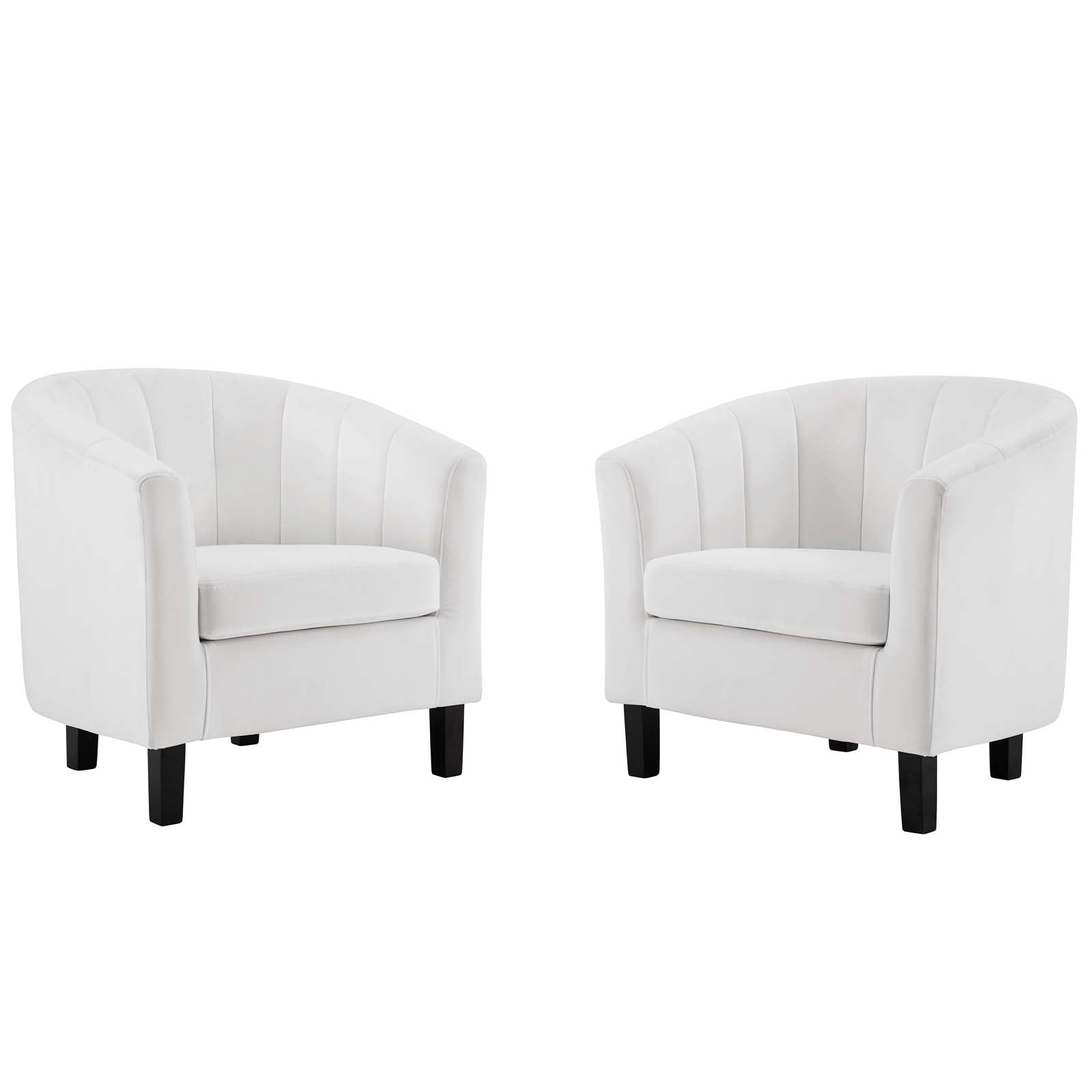 Modway Accent Chairs - Prospect Channel Tufted Performance Velvet Armchair Set of 2 White