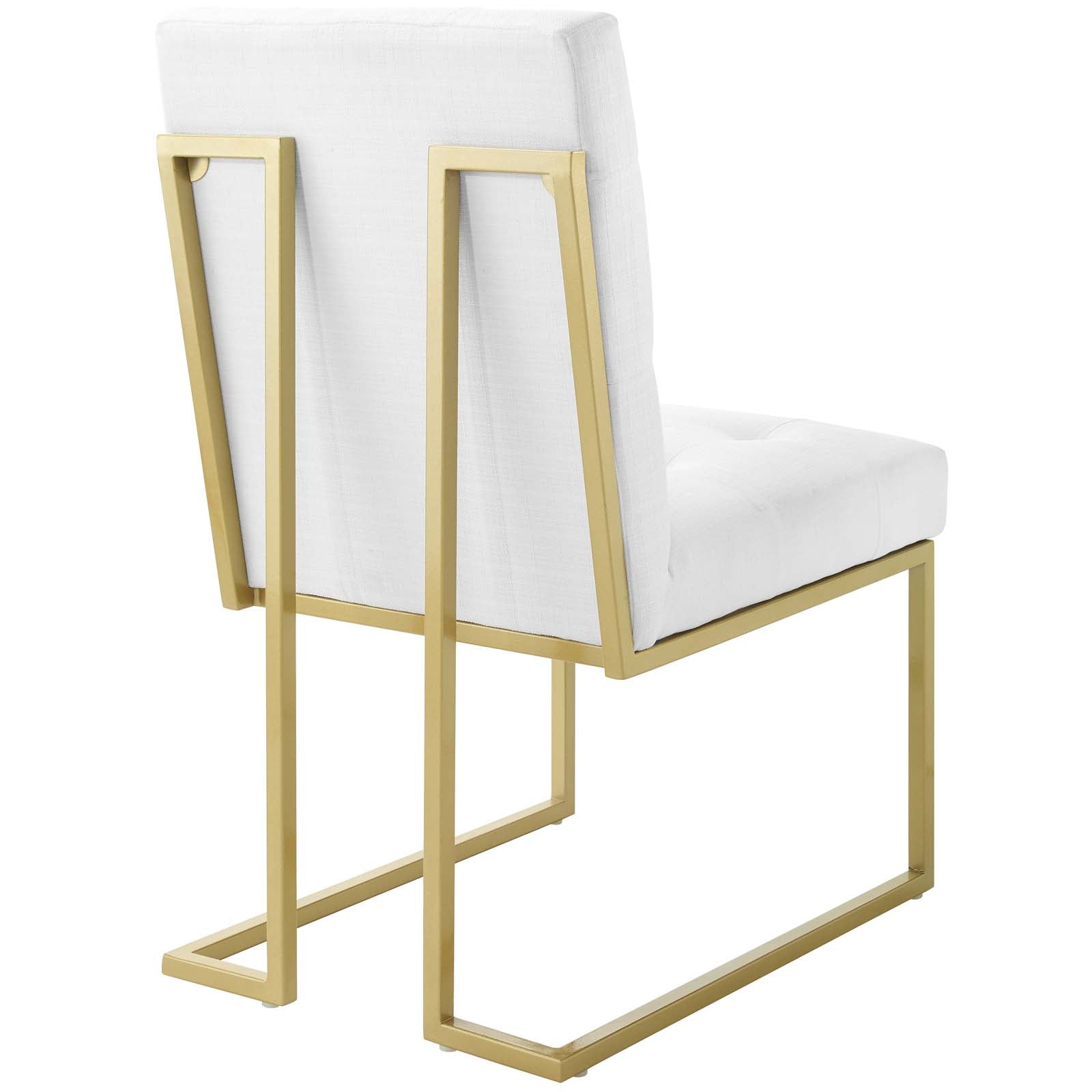 Modway Dining Chairs - Privy Gold Stainless Steel Fabric Dining Accent Chair Set of 2 Gold White