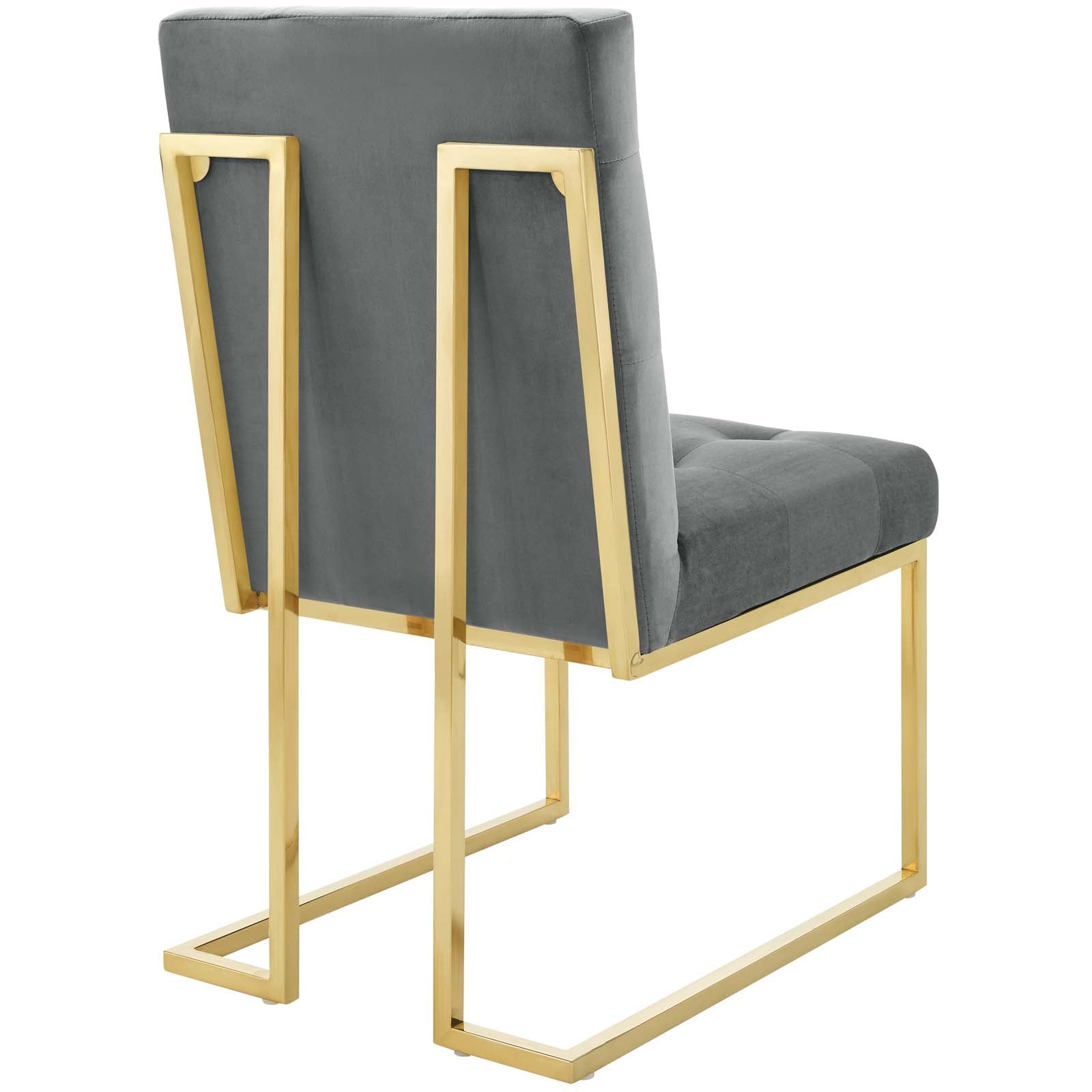 Modway Dining Chairs - Privy Gold Stainless Steel Performance Velvet Dining Chair Set of 2 Gold Charcoal