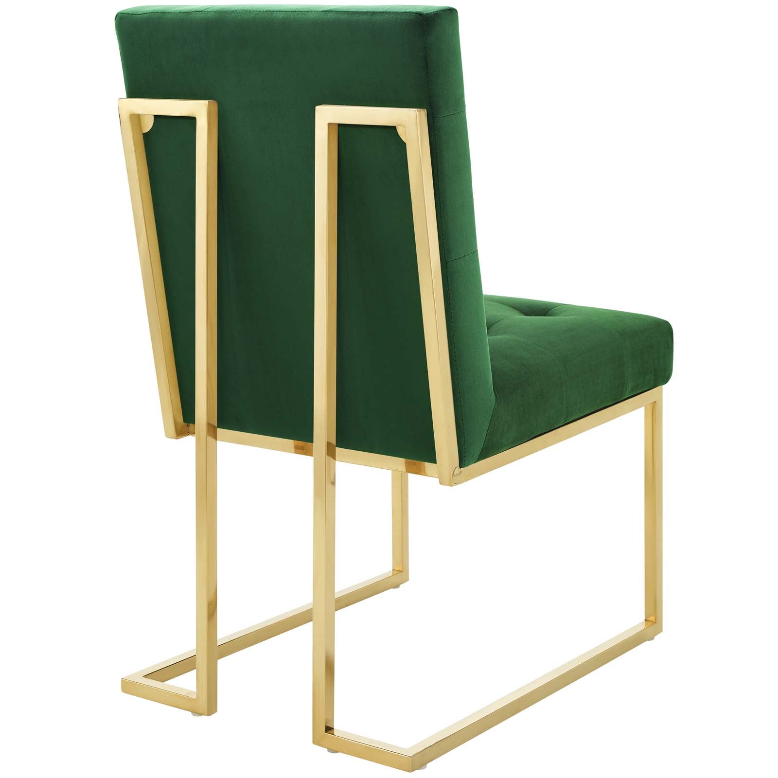 Modway Dining Chairs - Privy Gold Stainless Steel Velvet Dining Chair Gold Emerald (Set of 2)