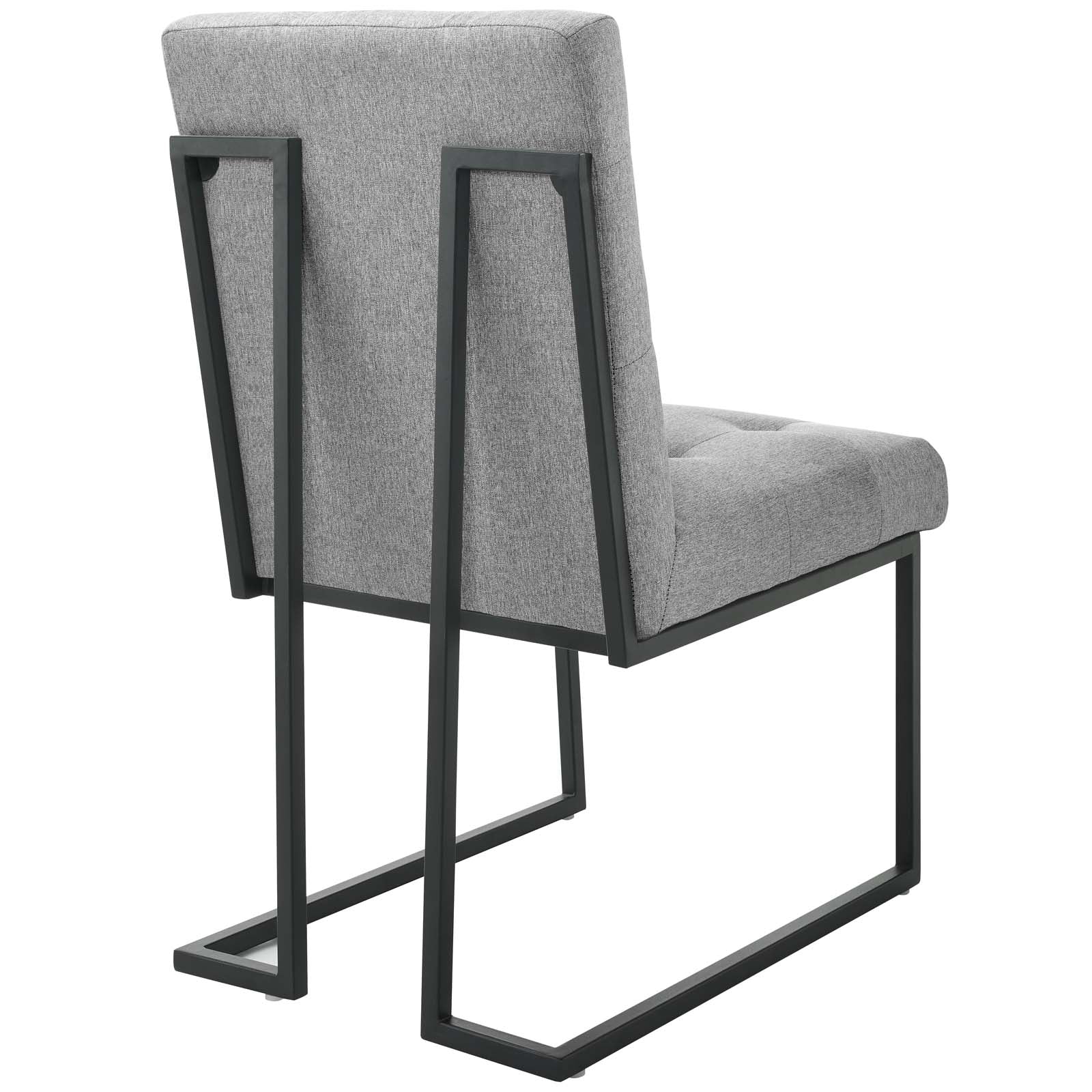 Modway Dining Chairs - Privy Black Stainless Steel Upholstered Fabric Dining Chair Set of 2 Black Light Gray