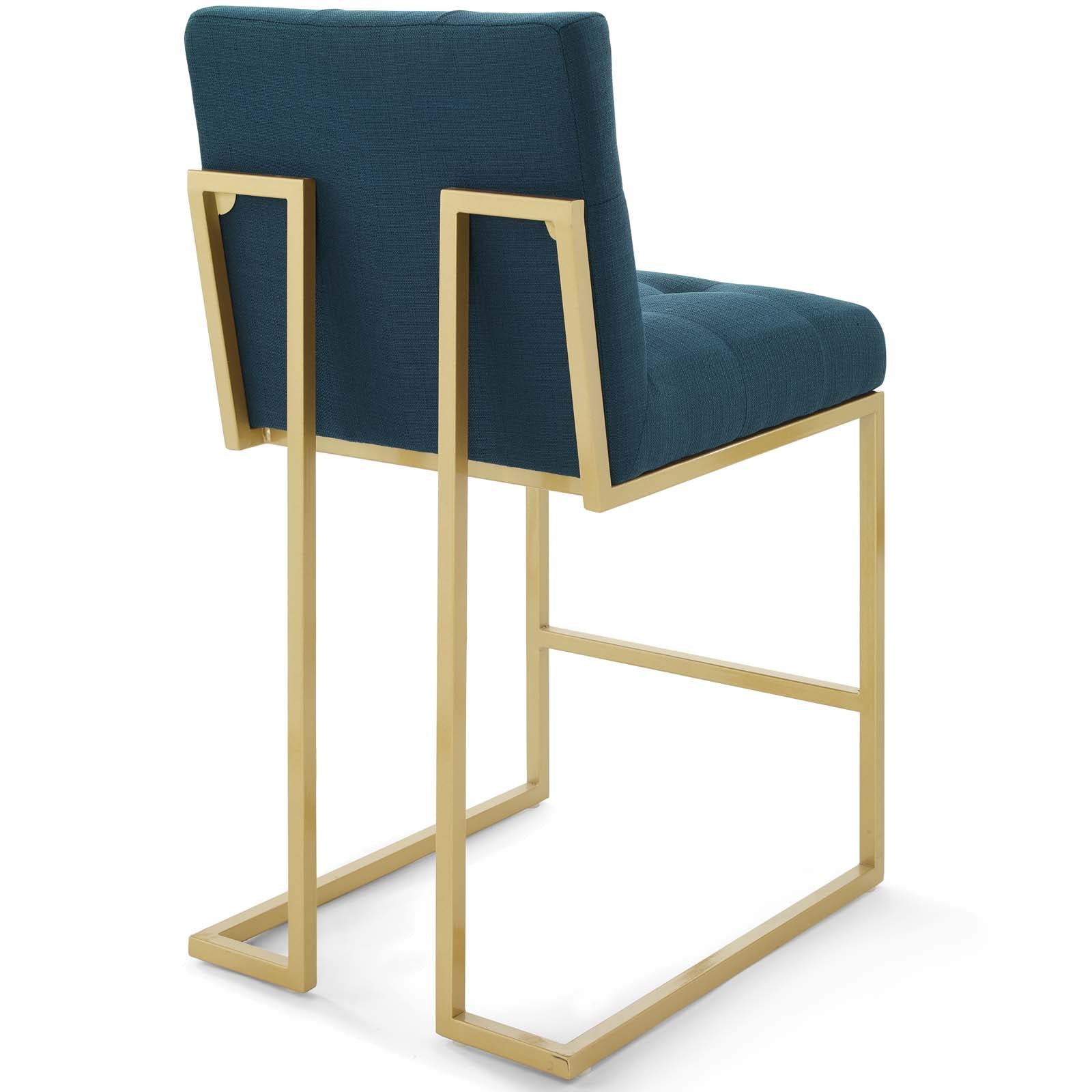 Modway Dining Chairs - Privy Gold Stainless Steel Upholstered Fabric Counter Stool Set of 2 Gold Azure