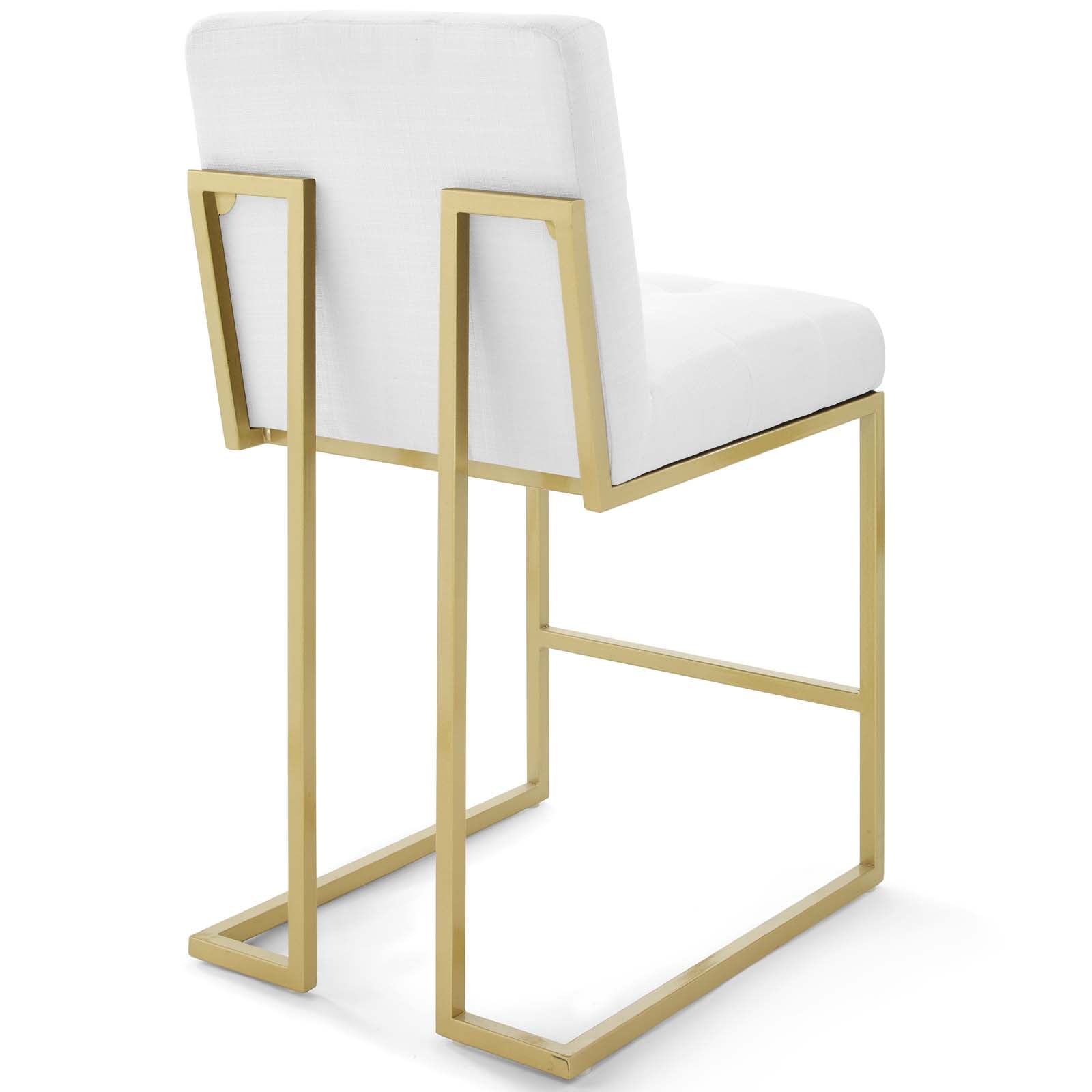 Modway Barstools - Privy Gold Stainless Steel Upholstered Fabric Counter Stool Set of 2 Gold White