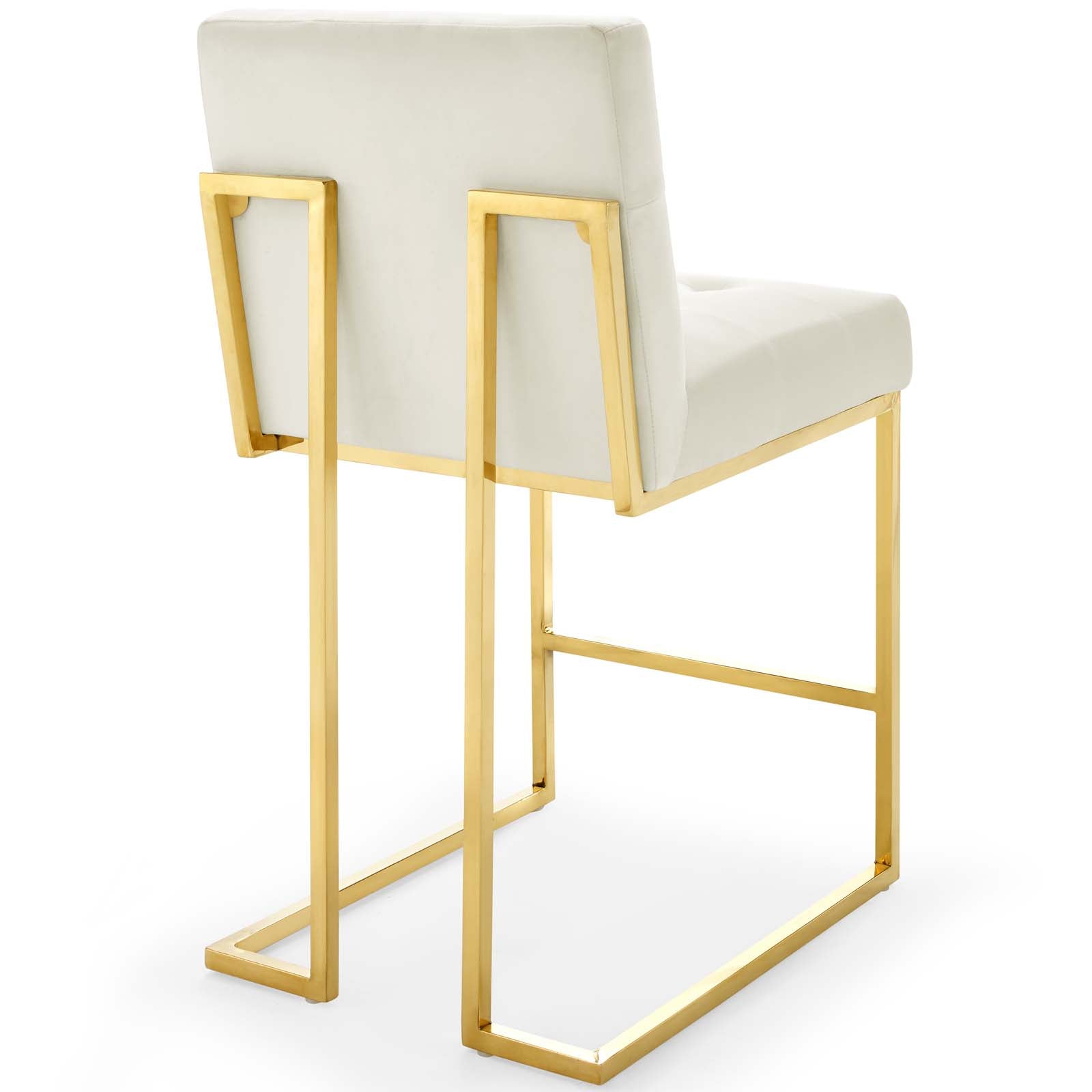 Modway Barstools - Privy Gold Stainless Steel Performance Velvet Counter Stool Gold Ivory ( Set of 2 )