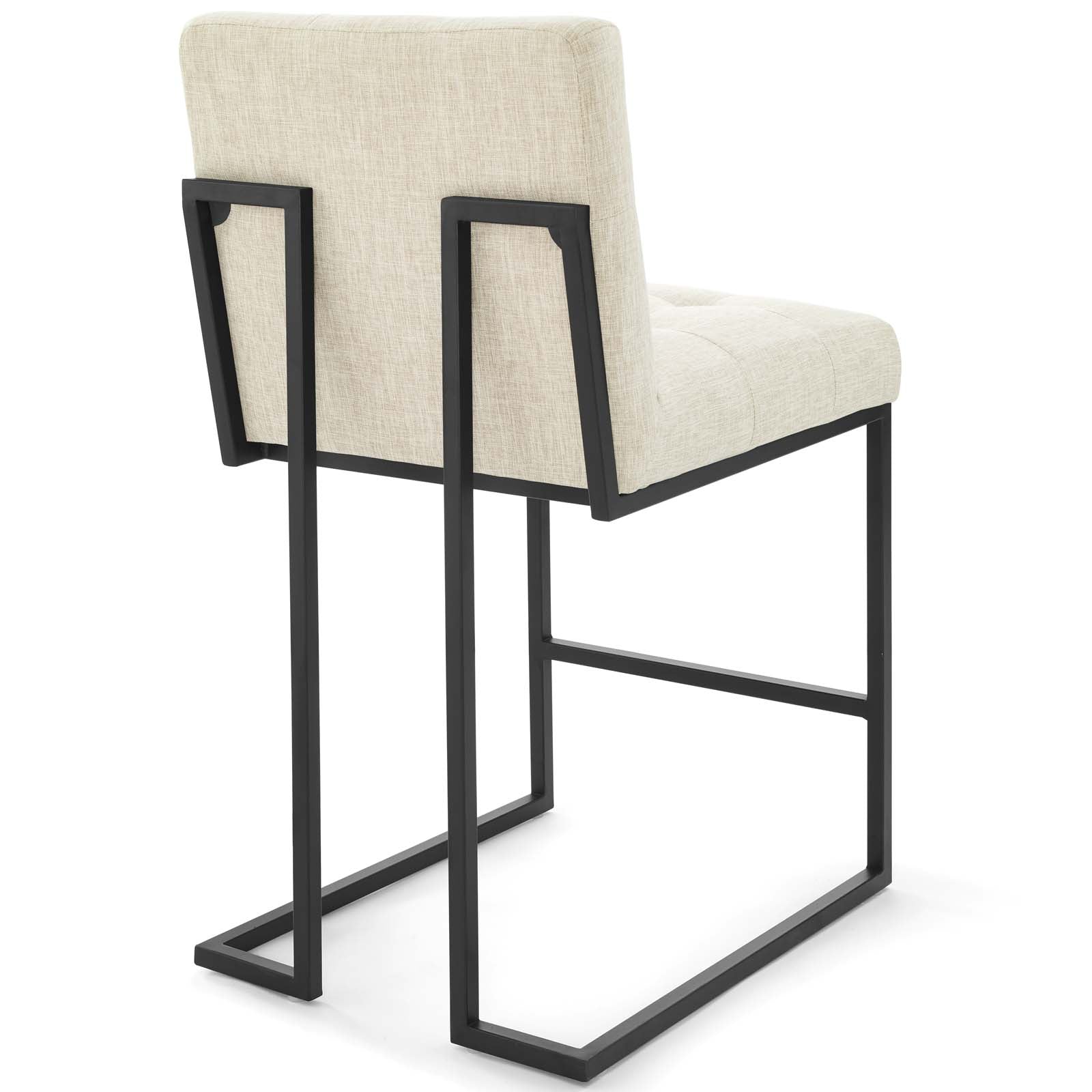 Modway Barstools - Privy Fabric Counter Stool Black Beige (Set of 2)