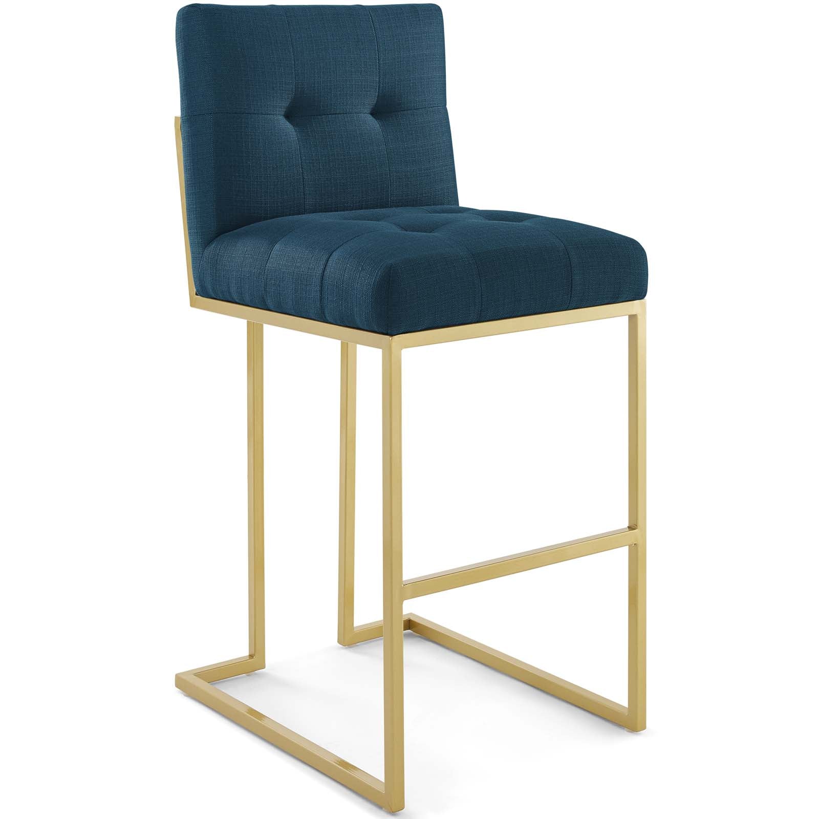 Modway Barstools - Privy Velvet Bar Stool Gold Azure (Set of 2)