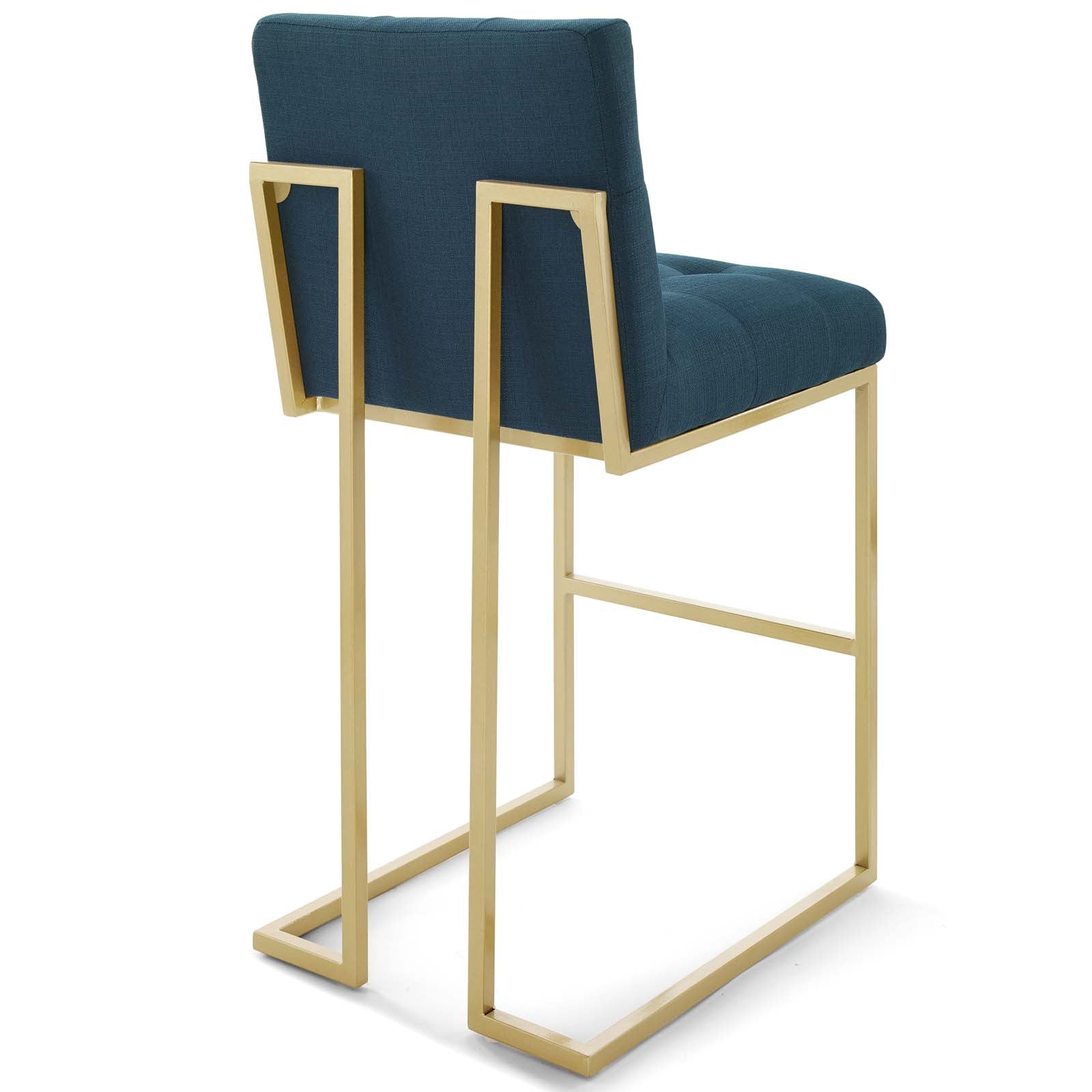 Modway Barstools - Privy Velvet Bar Stool Gold Azure (Set of 2)