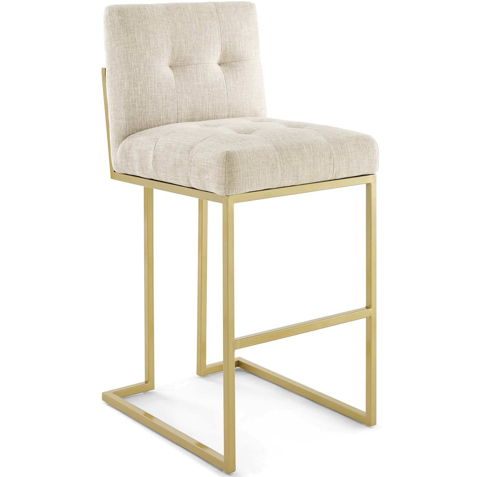 Modway Barstools - Privy Velvet Bar Stool Gold Beige (Set of 2)