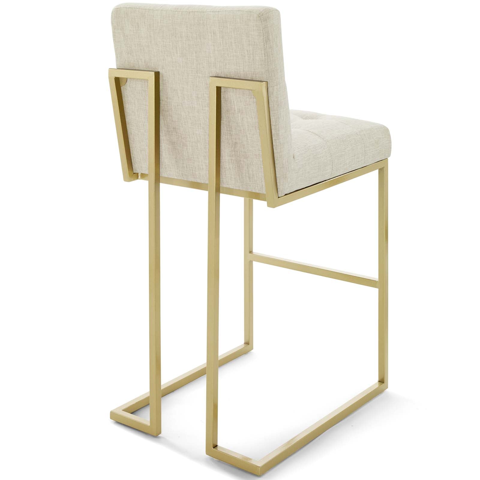 Modway Barstools - Privy Velvet Bar Stool Gold Beige (Set of 2)
