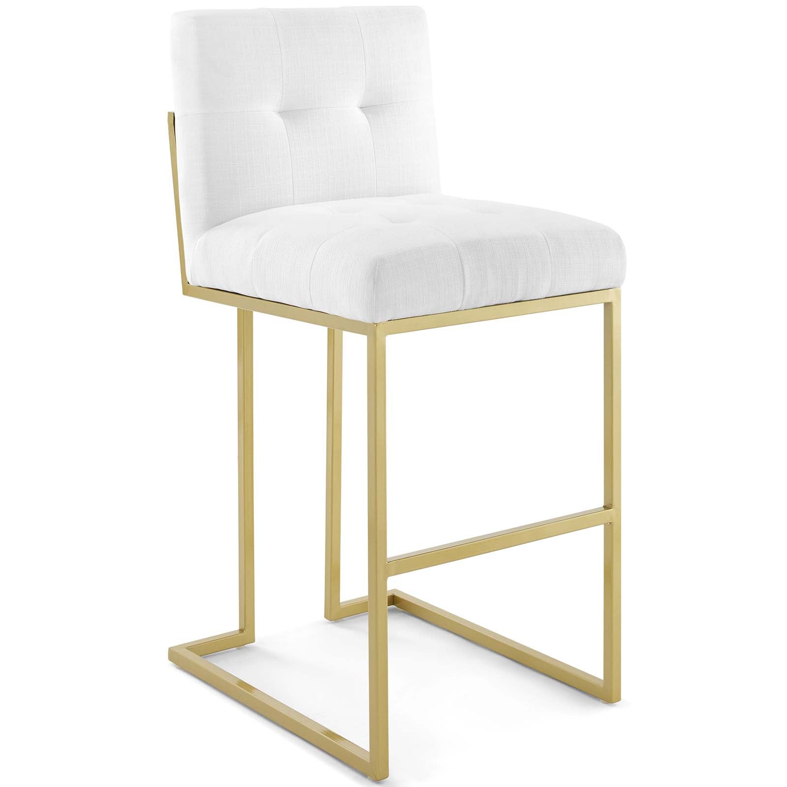 Modway Barstools - Privy Velvet Bar Stool Gold White (Set of 2)