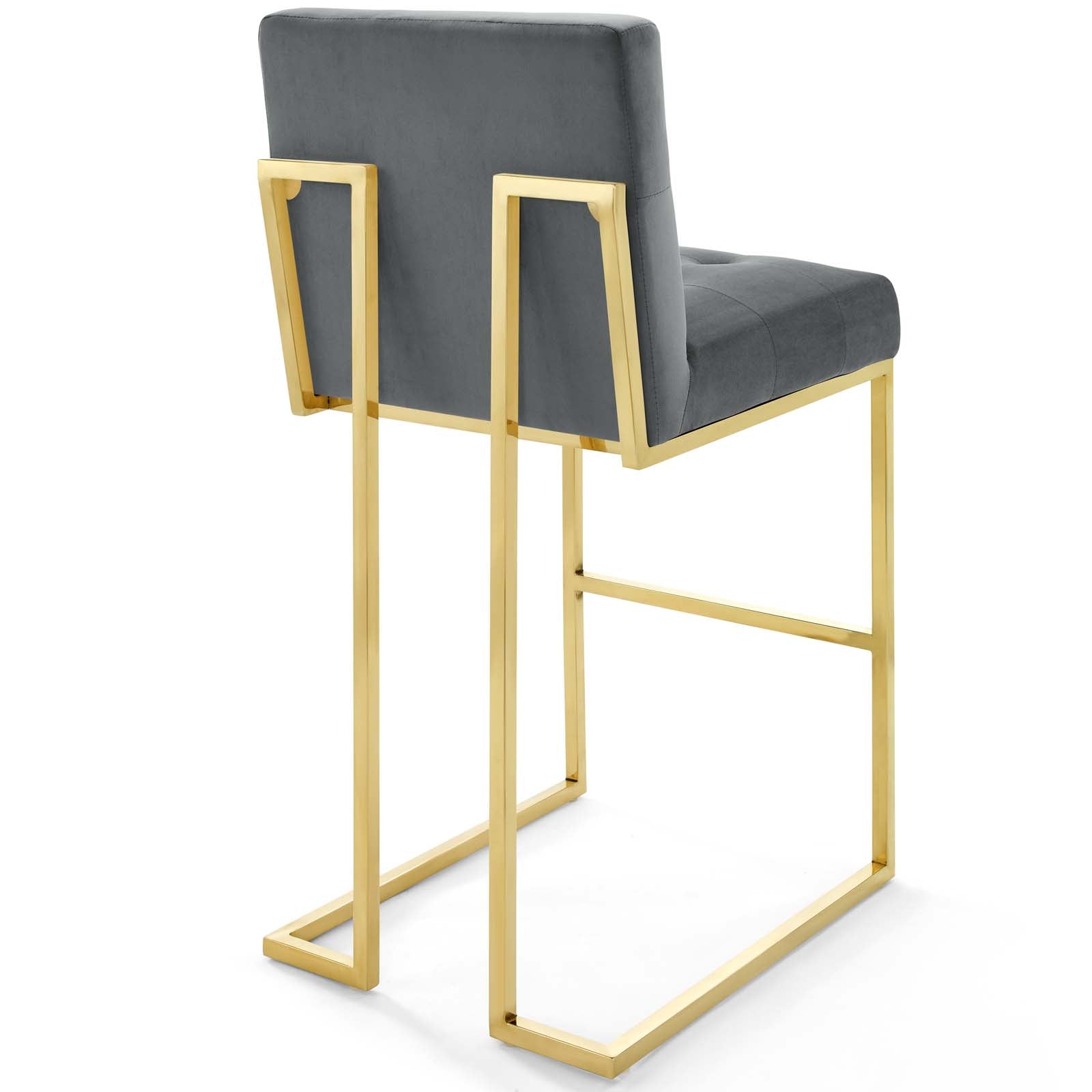 Modway Barstools - Privy Gold Stainless Steel Performance Velvet Bar Stool Set of 2 Gold Charcoal