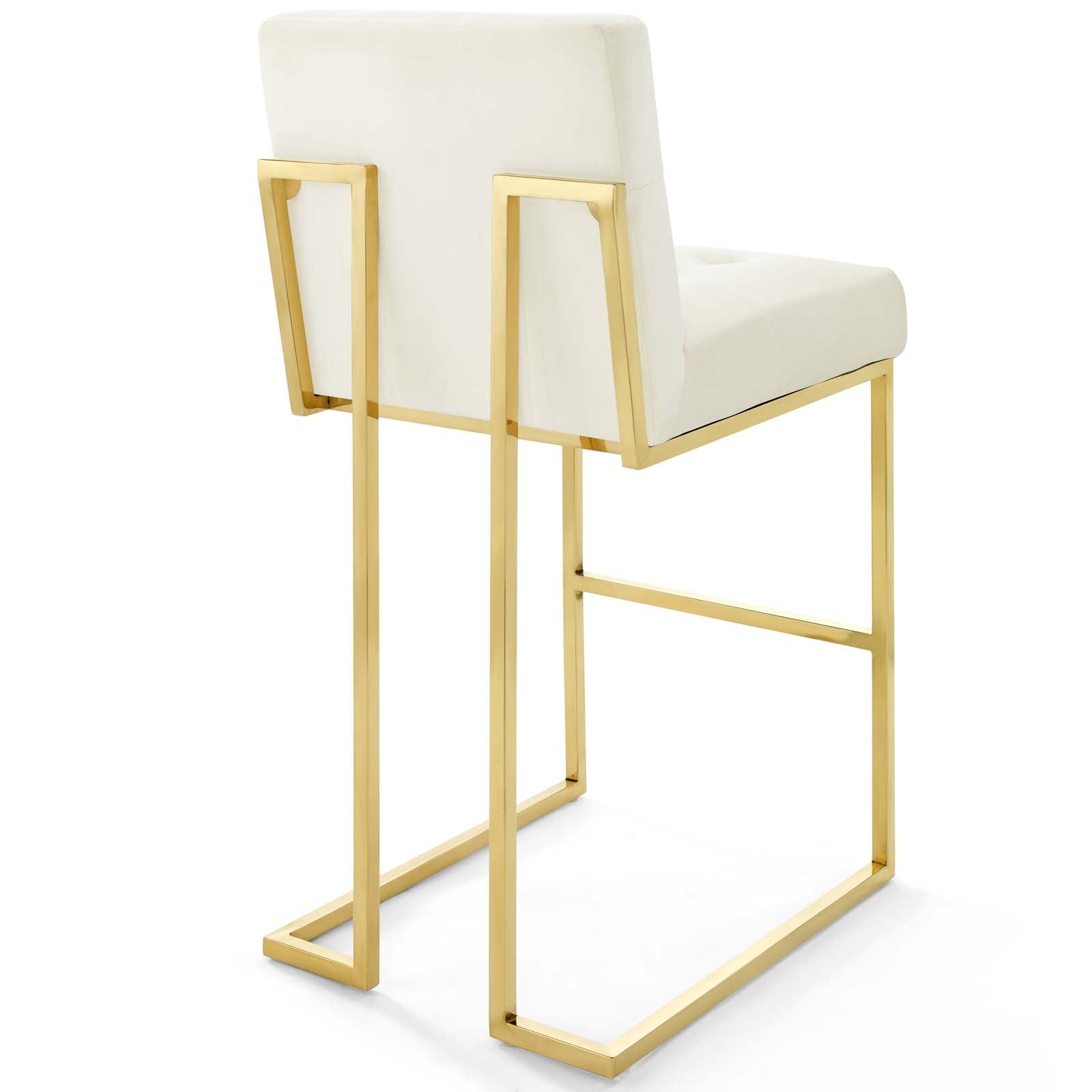 Modway Barstools - Privy Gold Stainless Steel Performance Velvet Bar Stool Set of 2 Gold Ivory