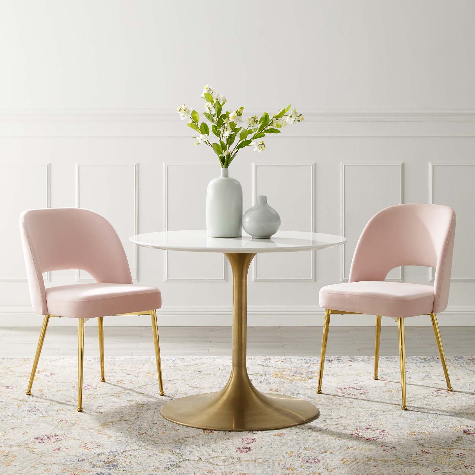 Modway Dining Chairs - Rouse Dining Room Side Chair ( Set of 2 ) Pink