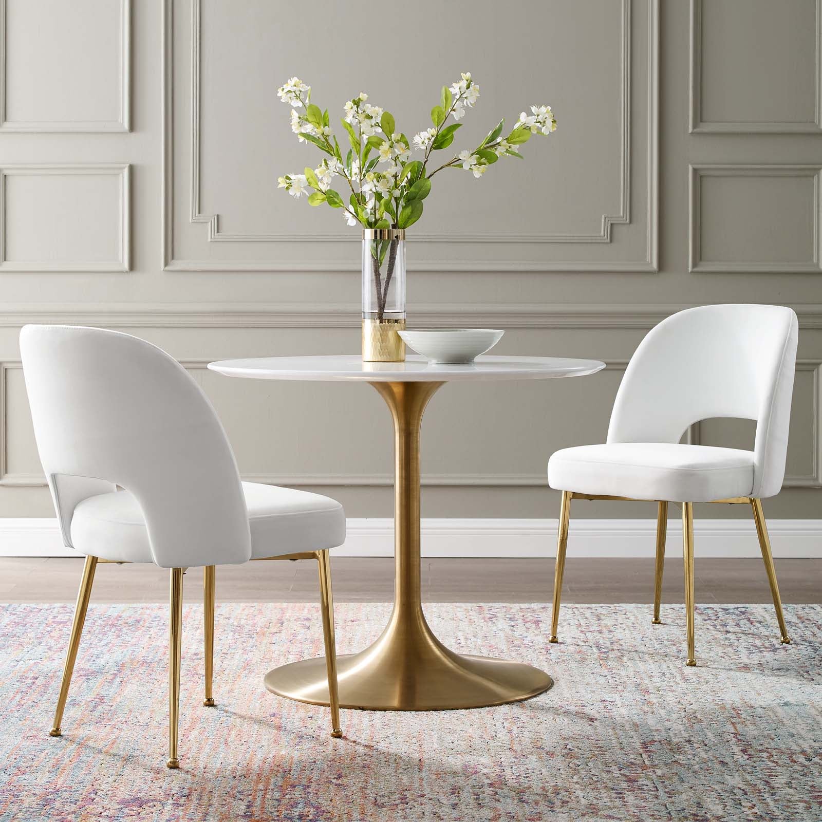 Modway Dining Chairs - Rouse Dining Room Side Chair Set of 2 White