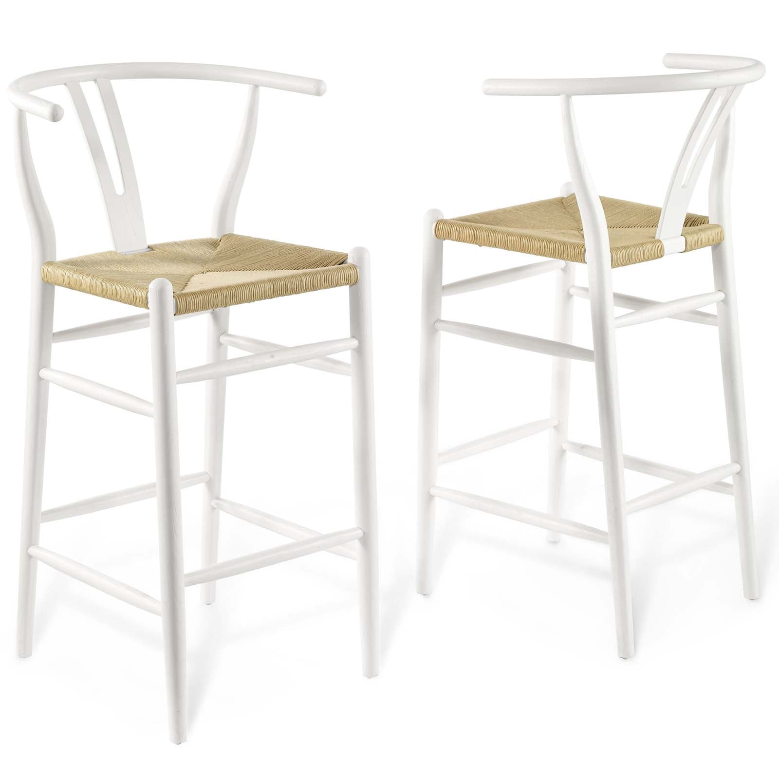 Modway Barstools - Amish Wood Bar Stool ( Set of 2 ) White